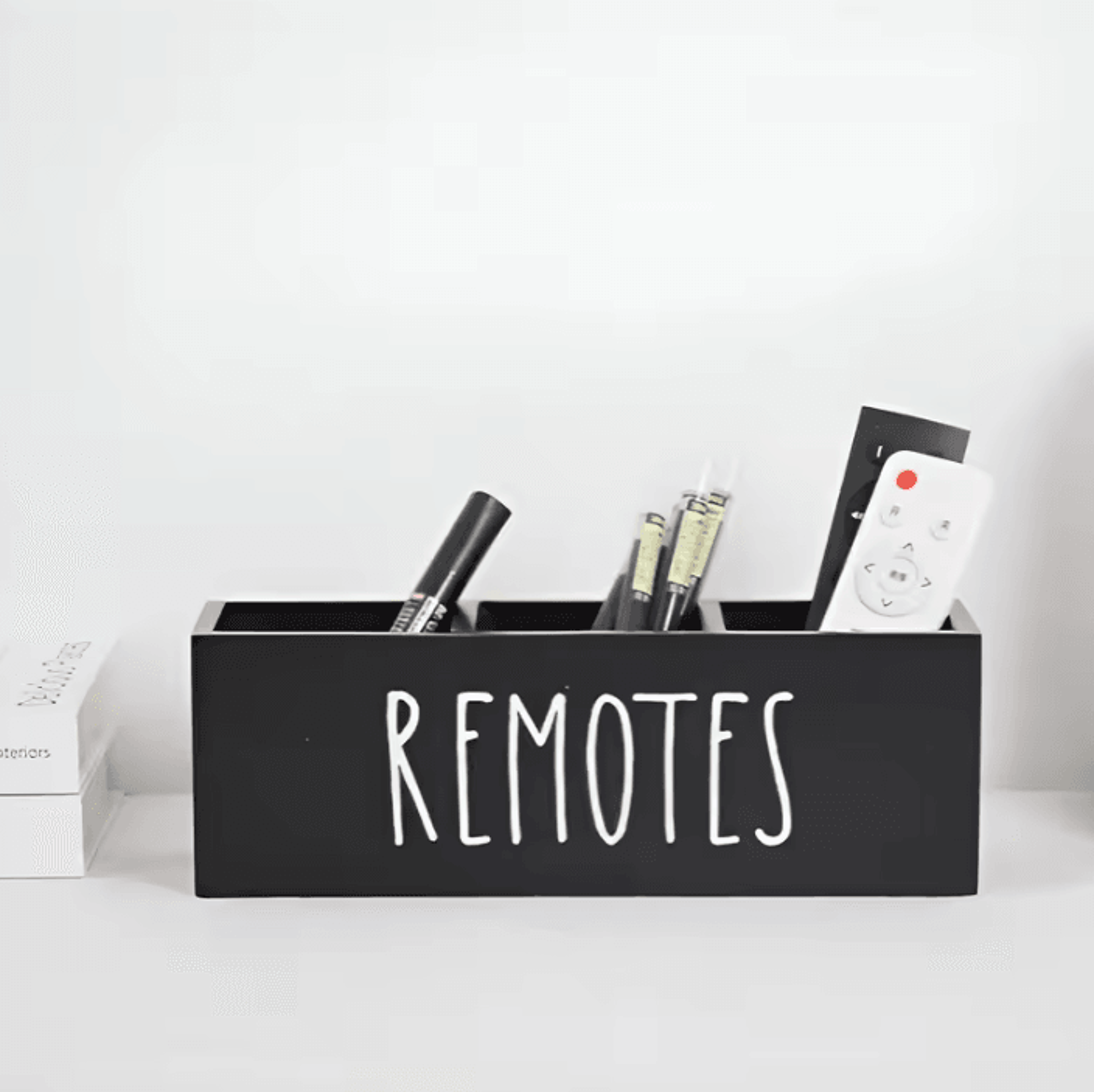 woodhaven wooden remote control and desk organizer for home and office storage