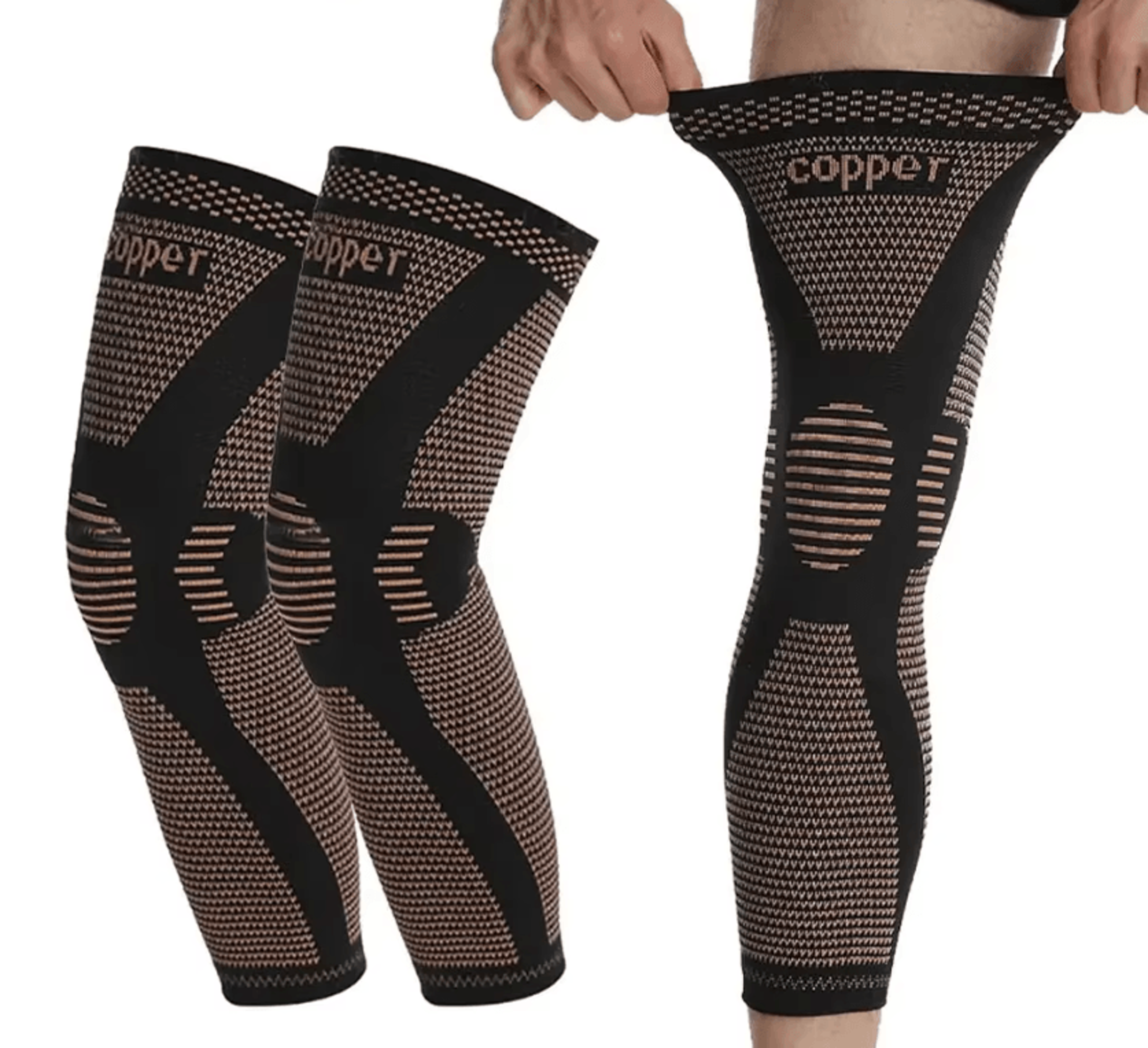 copperflex full leg compression sleeve for thigh, knee and calf support