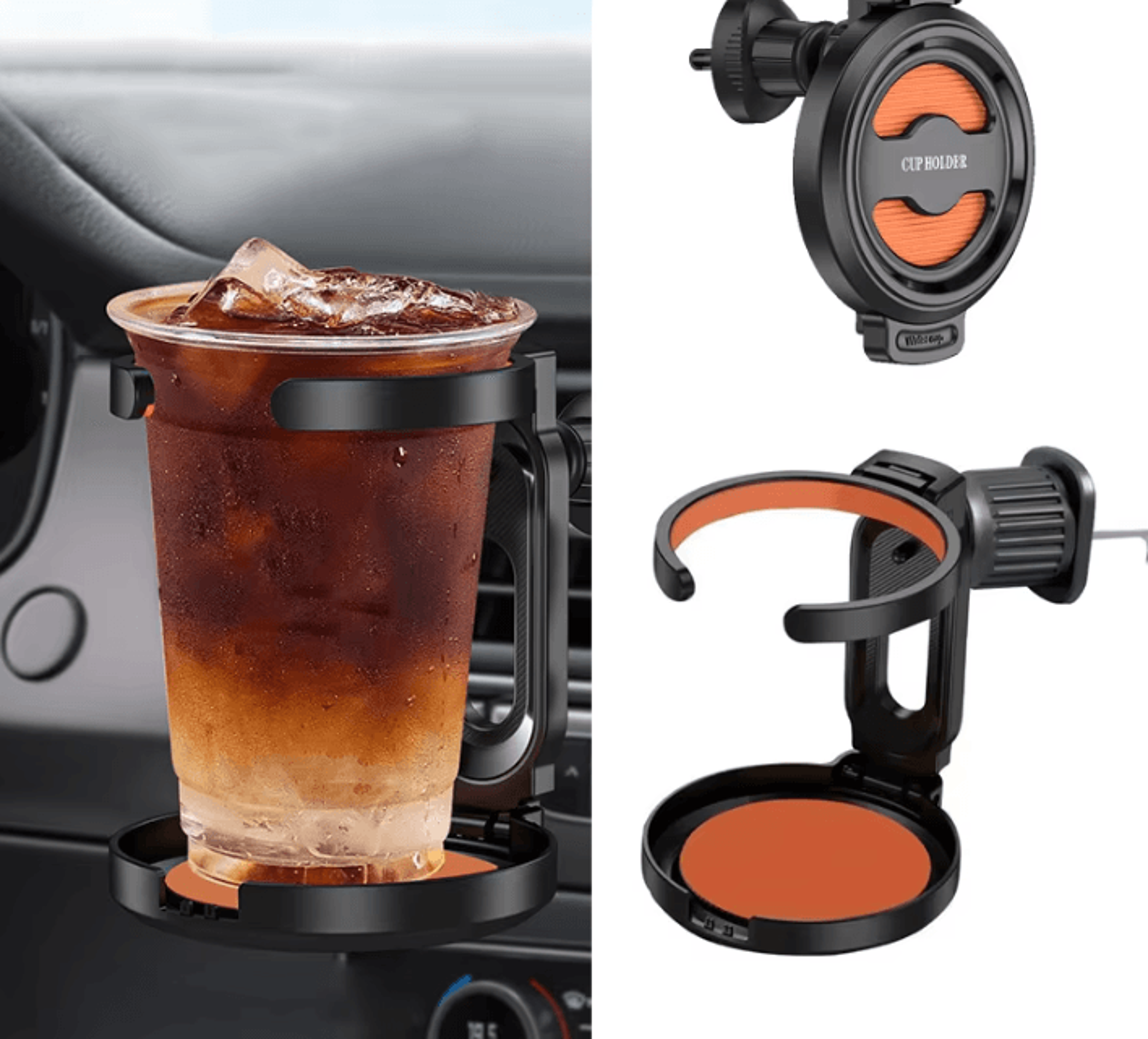seametal foldable car air vent cup holder for convenient drink storage