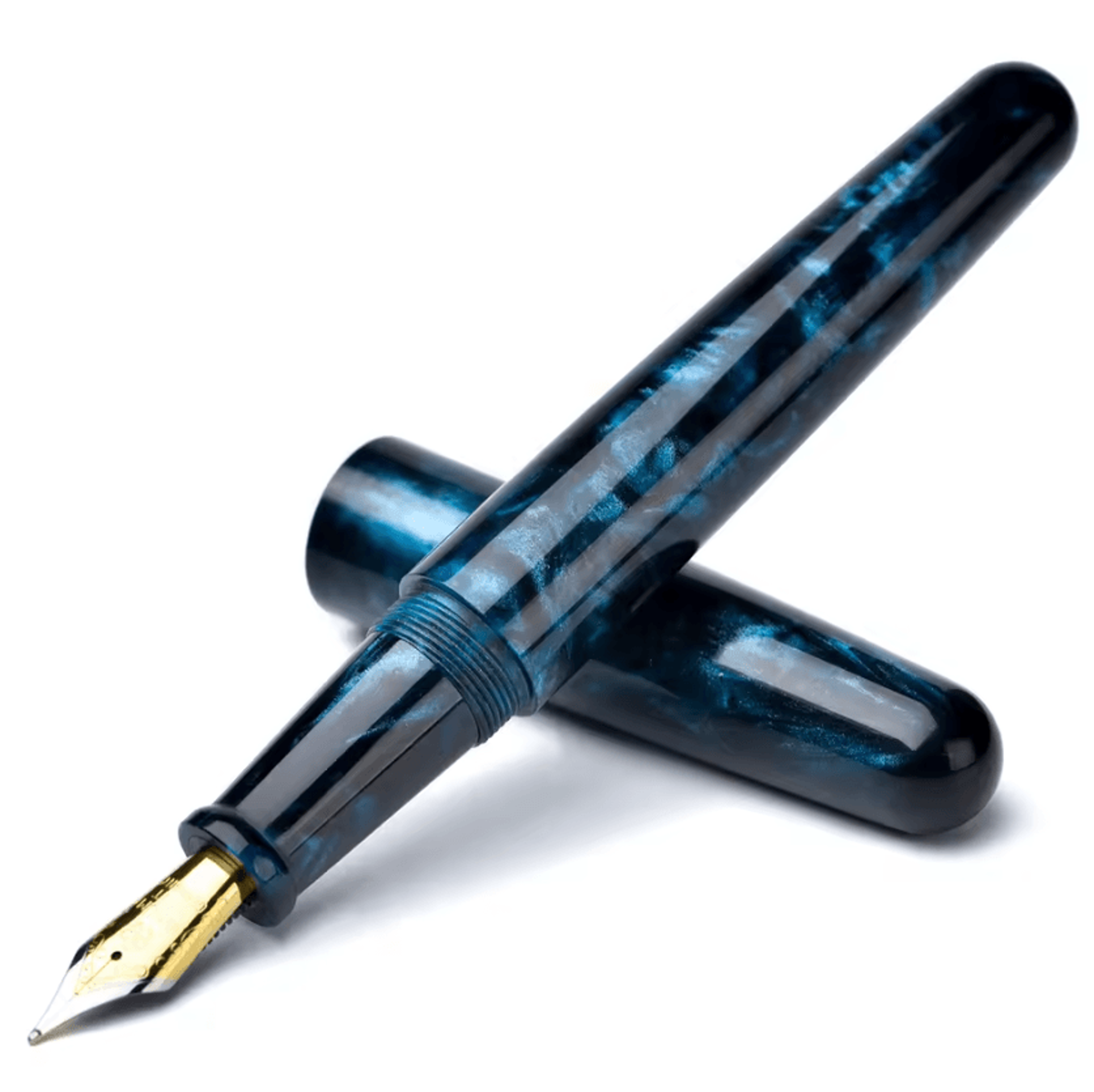 fuliwen 017 blue black acrylic fountain pen with medium or blade nib