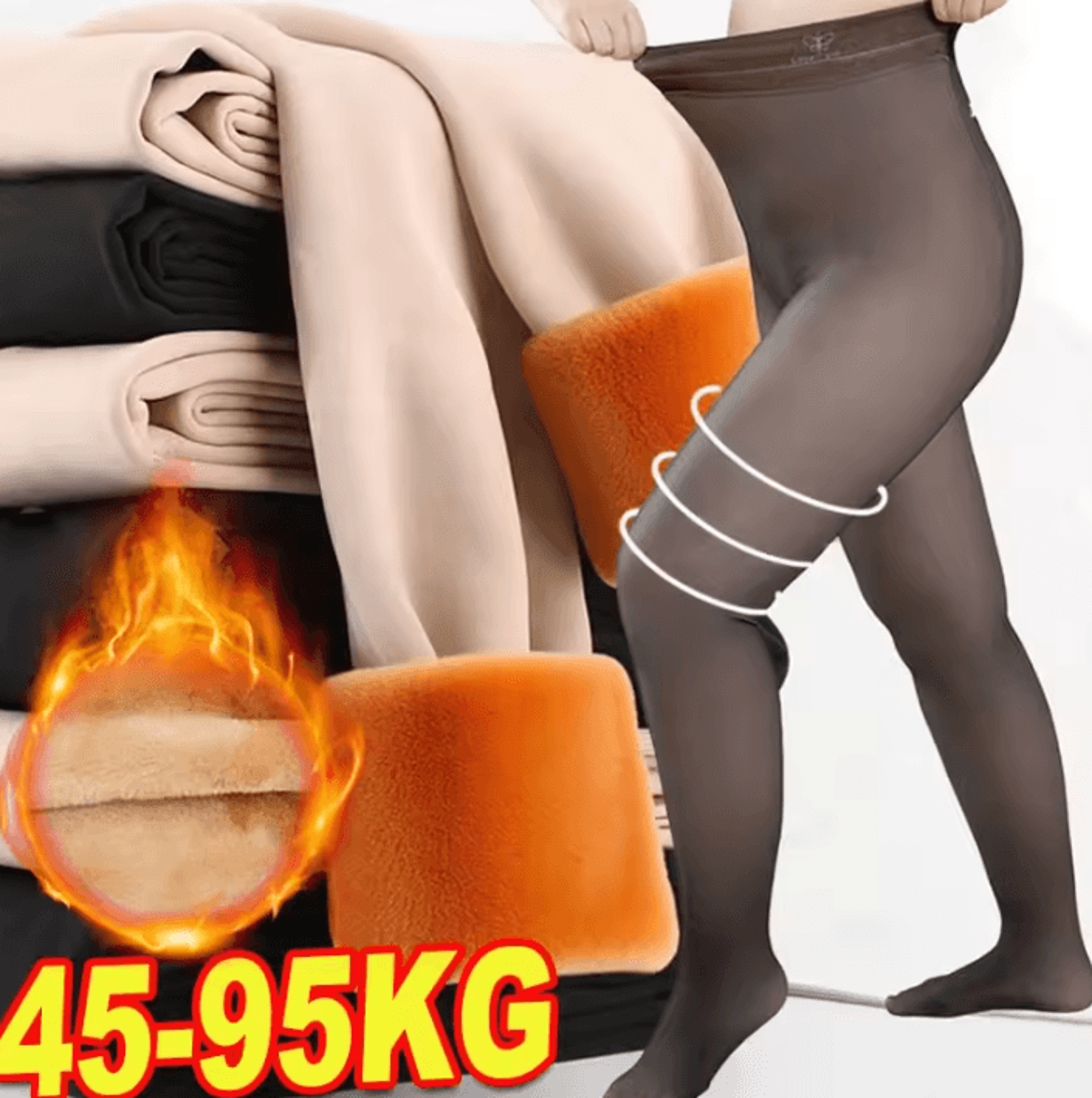 cozycurve plus size fleece lined thermal tights with high waist and fake sheer design