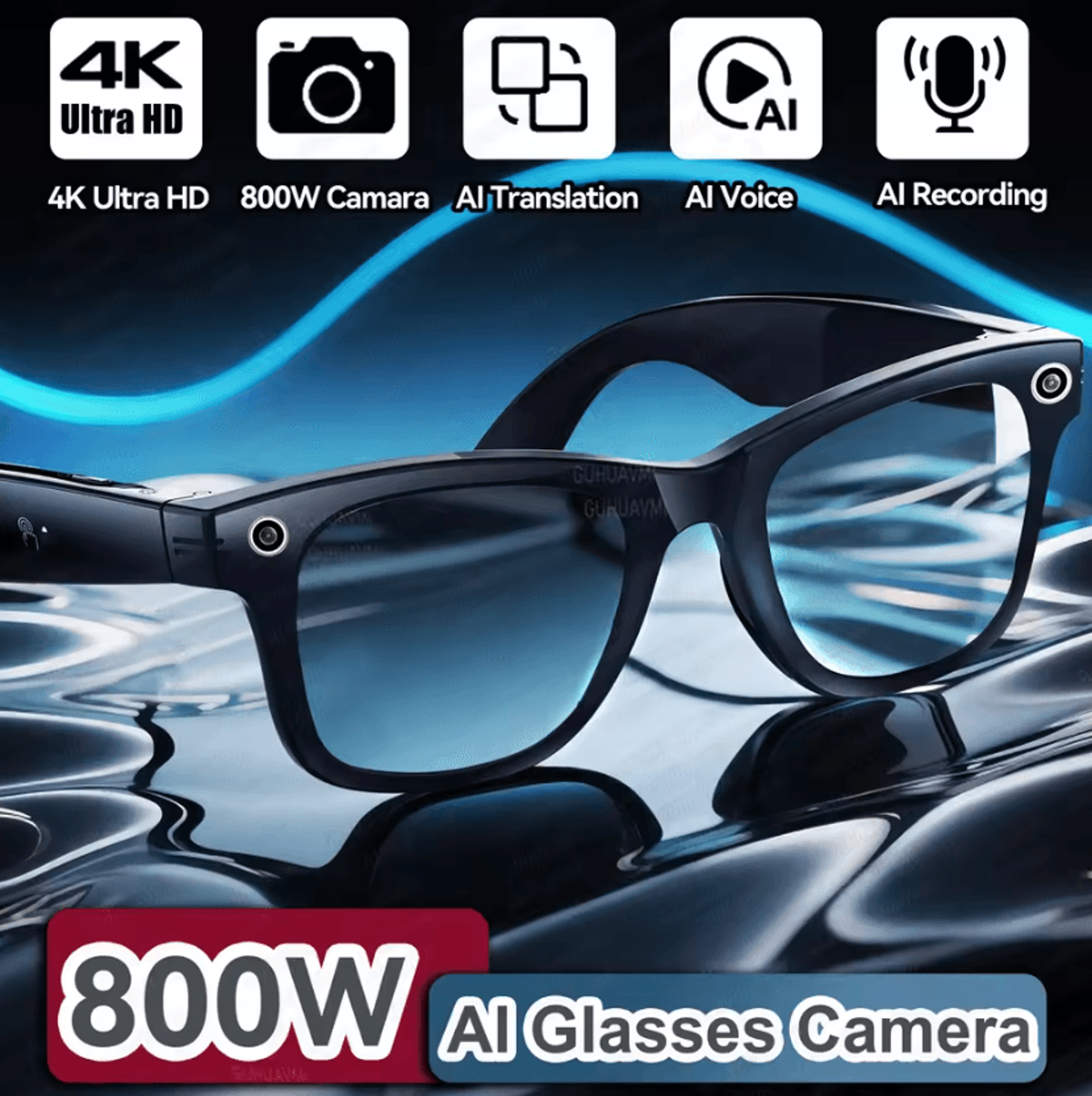 visionsync ai smart camera glasses with translation, video recording and color-changing lenses