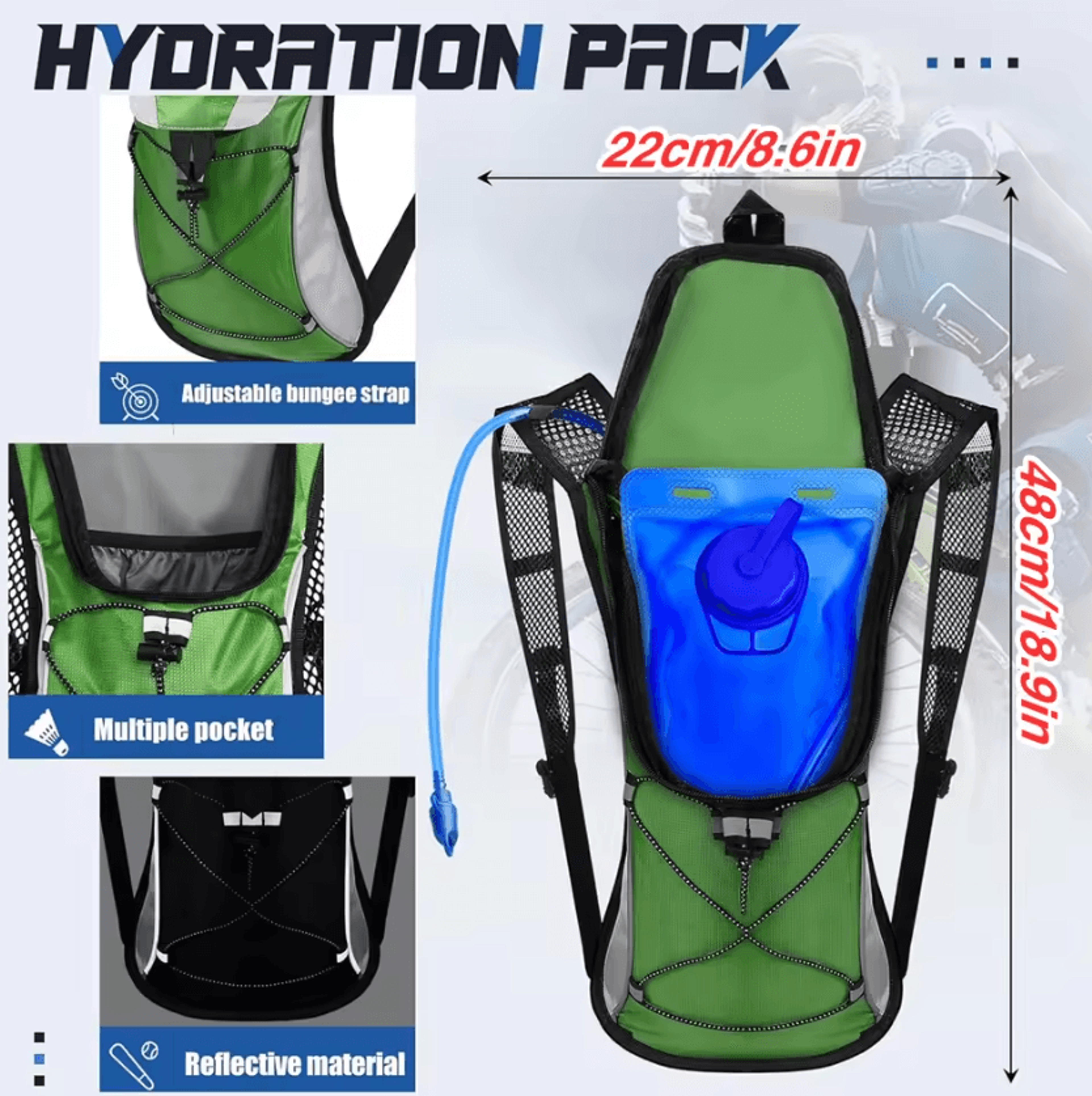trailflow lightweight hydration backpack for running, hiking and cycling