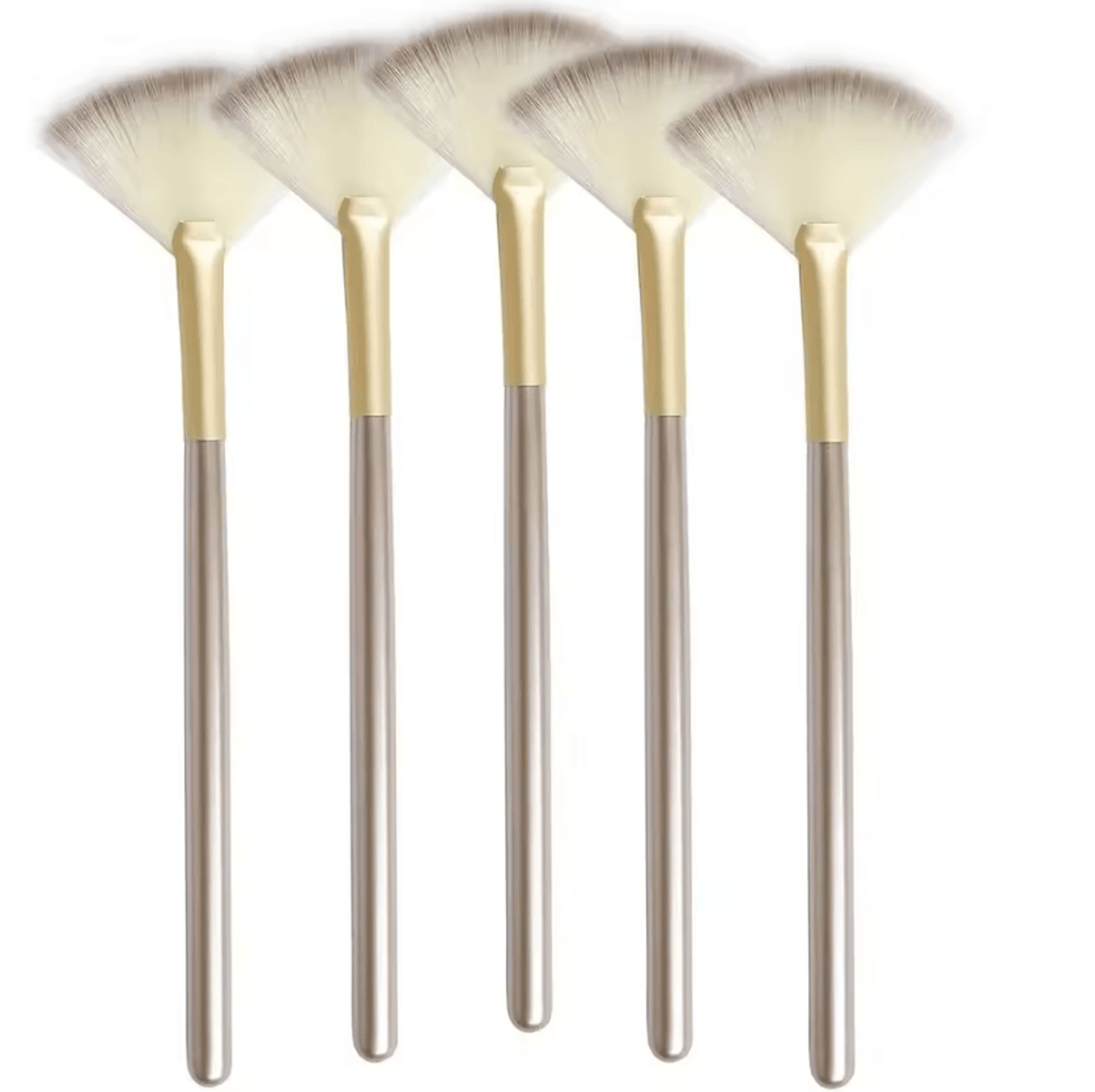 5-piece soft fan facial mask brush set with wooden handles