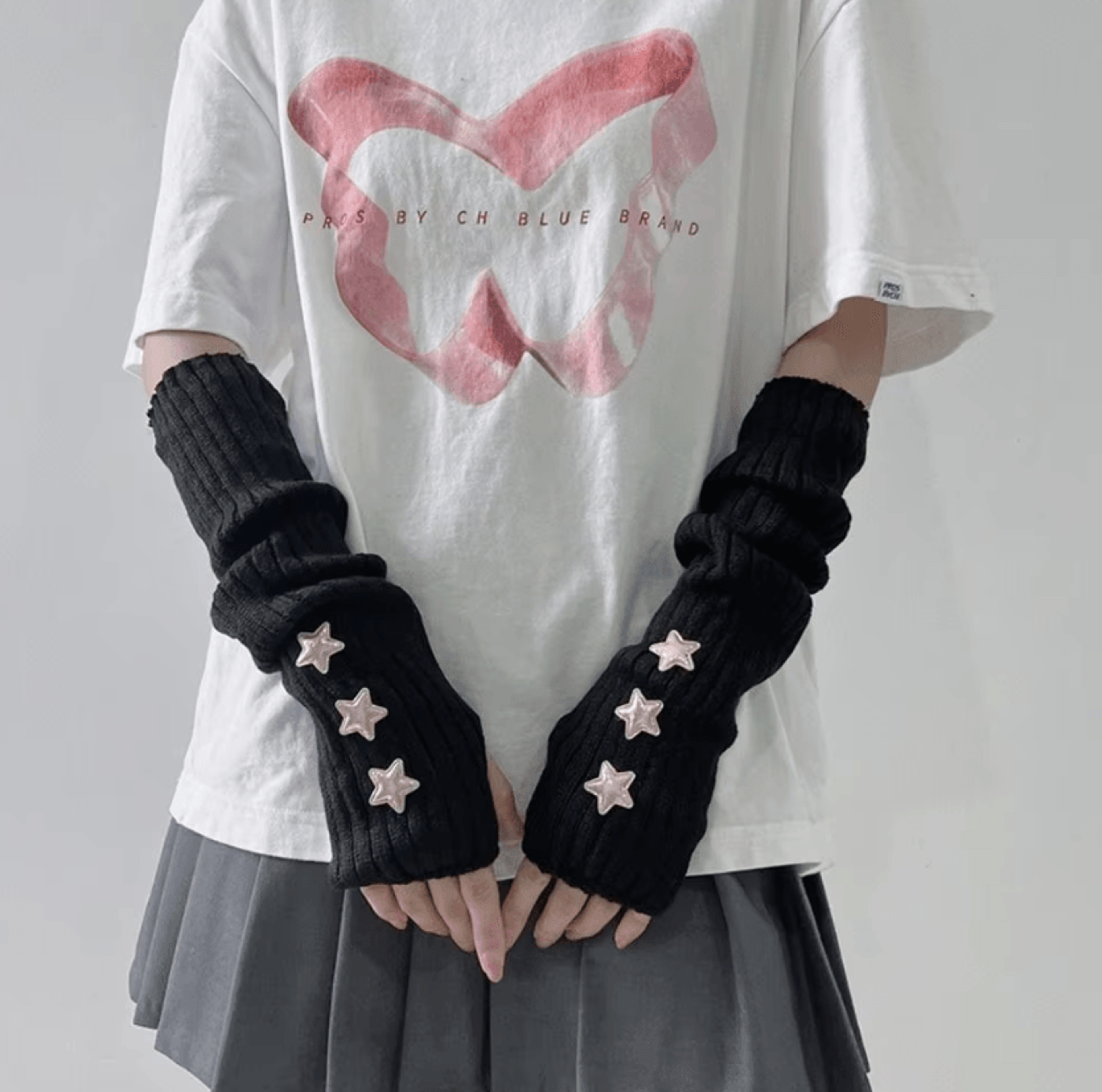 knitvibe long fingerless arm warmer gloves with stylish false sleeve design
