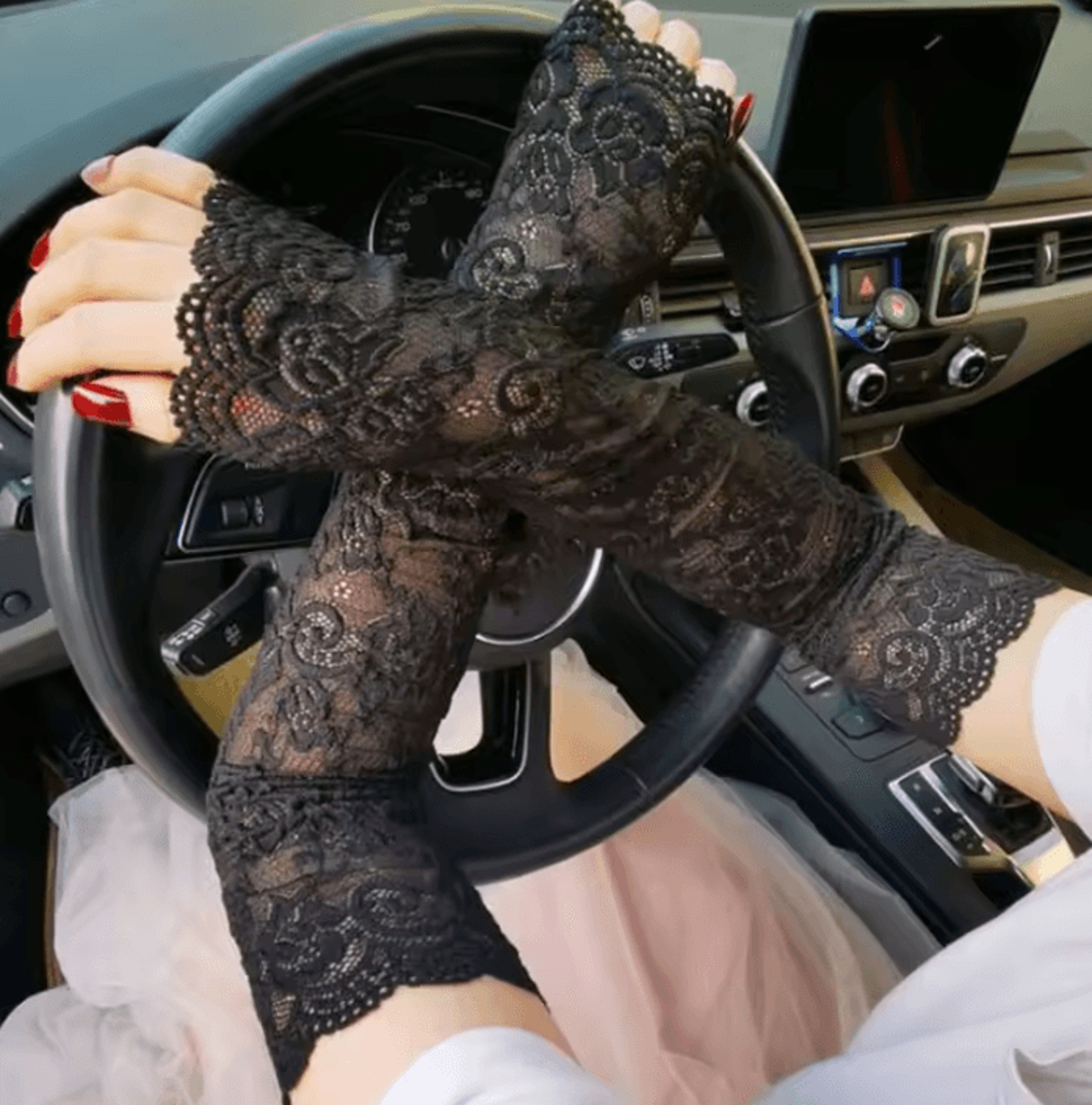 lacebloom women's floral lace fingerless arm sleeves for elegant summer sun protection