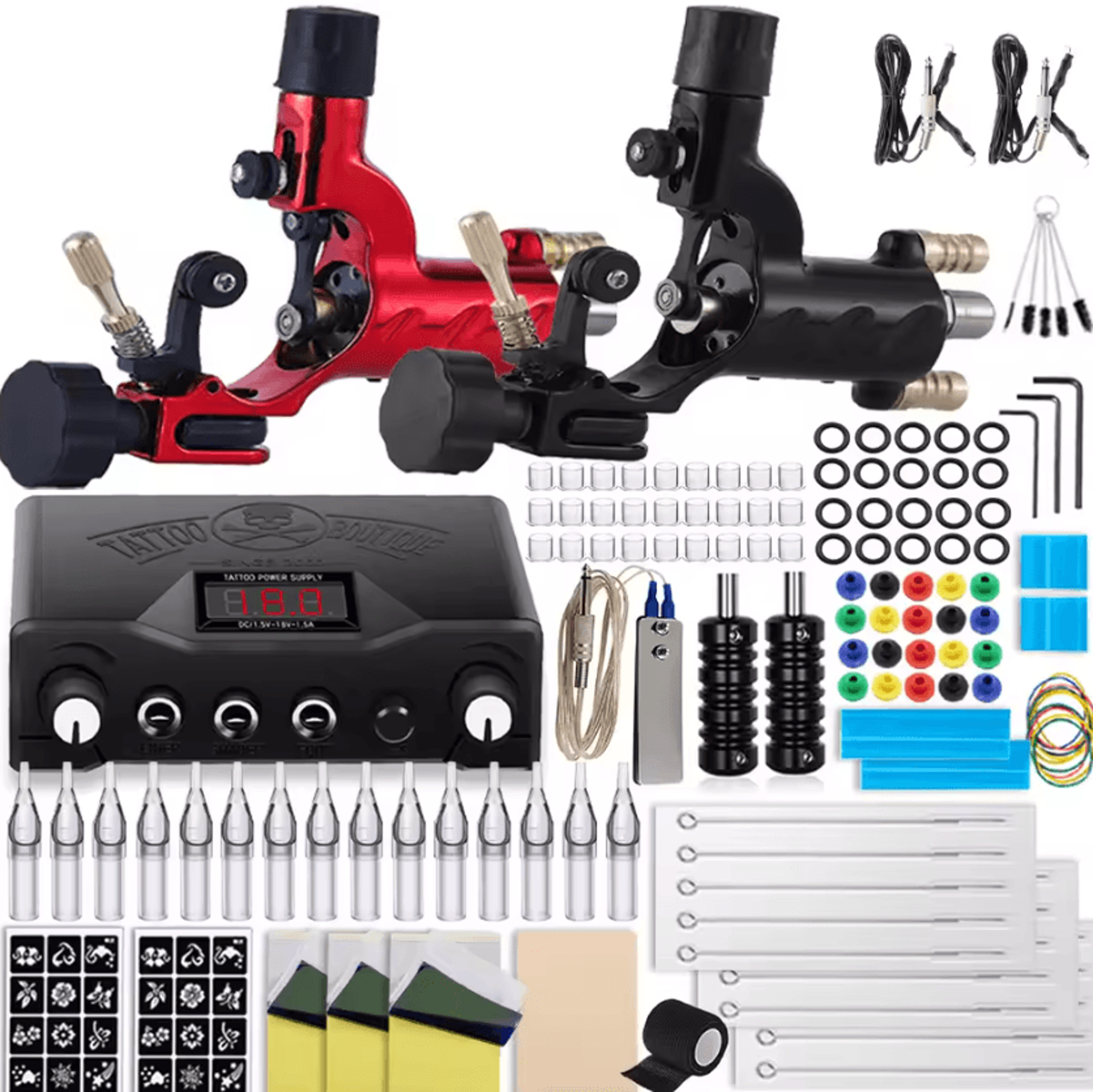 dragonfly inkmaster complete rotary tattoo machine kit with power supply and needles
