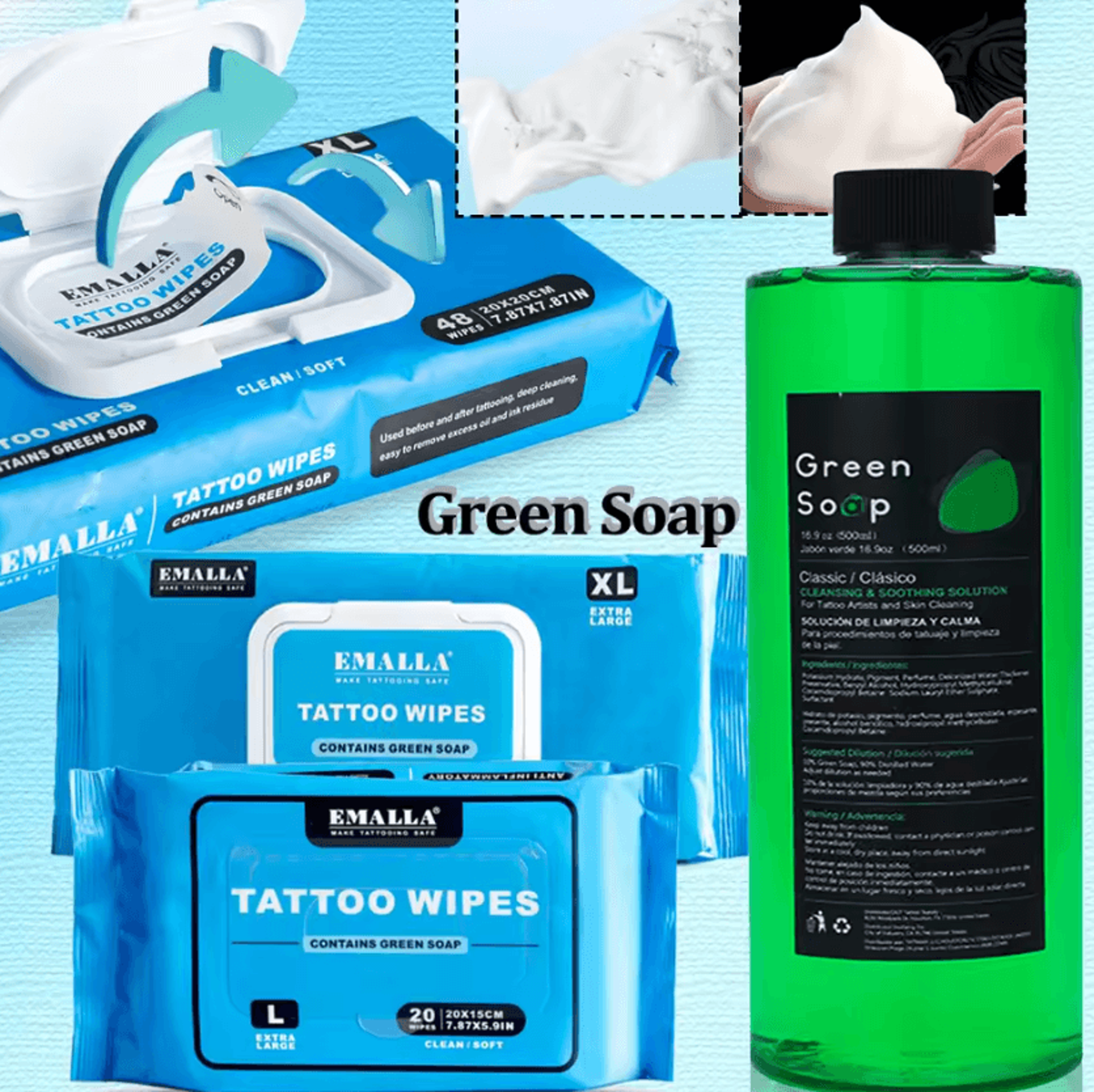 emalla pureclean professional tattoo green soap for skin cleansing and studio preparation