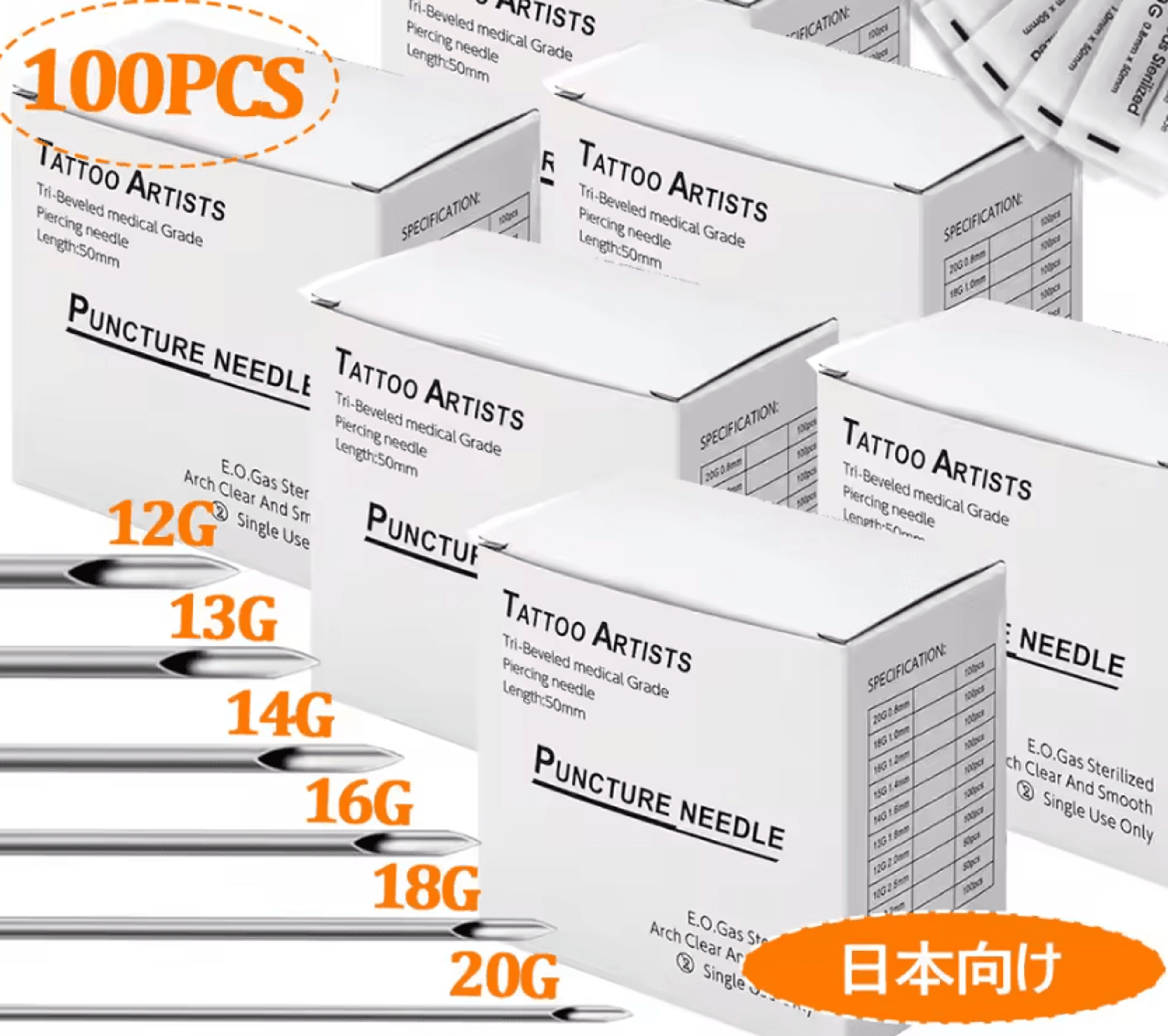 piercecraft pro 100-piece body piercing needles for ear nose lip and navel piercing