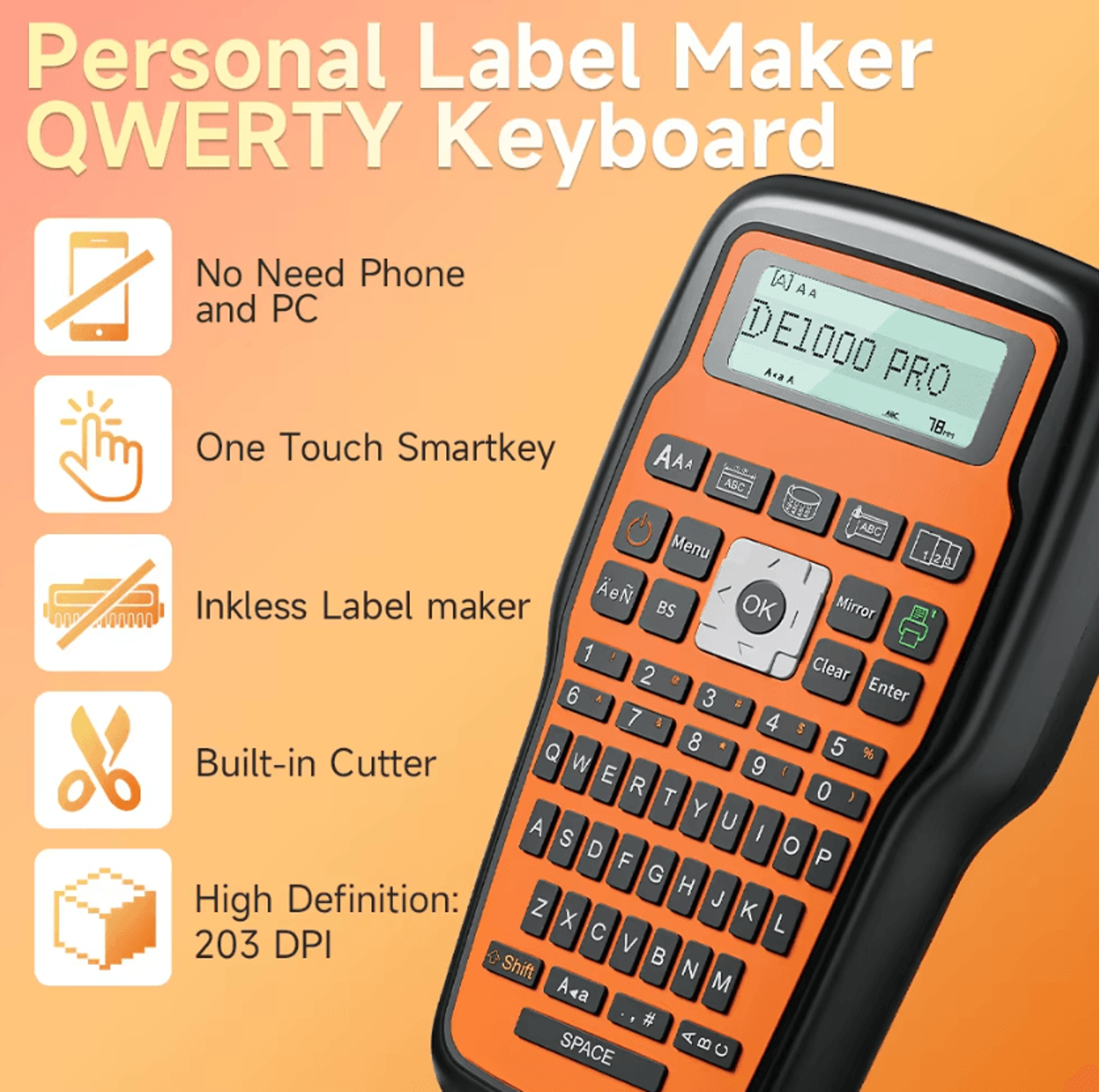 e1000 pro industrial label maker with keyboard for cable identification and heat shrink tubes