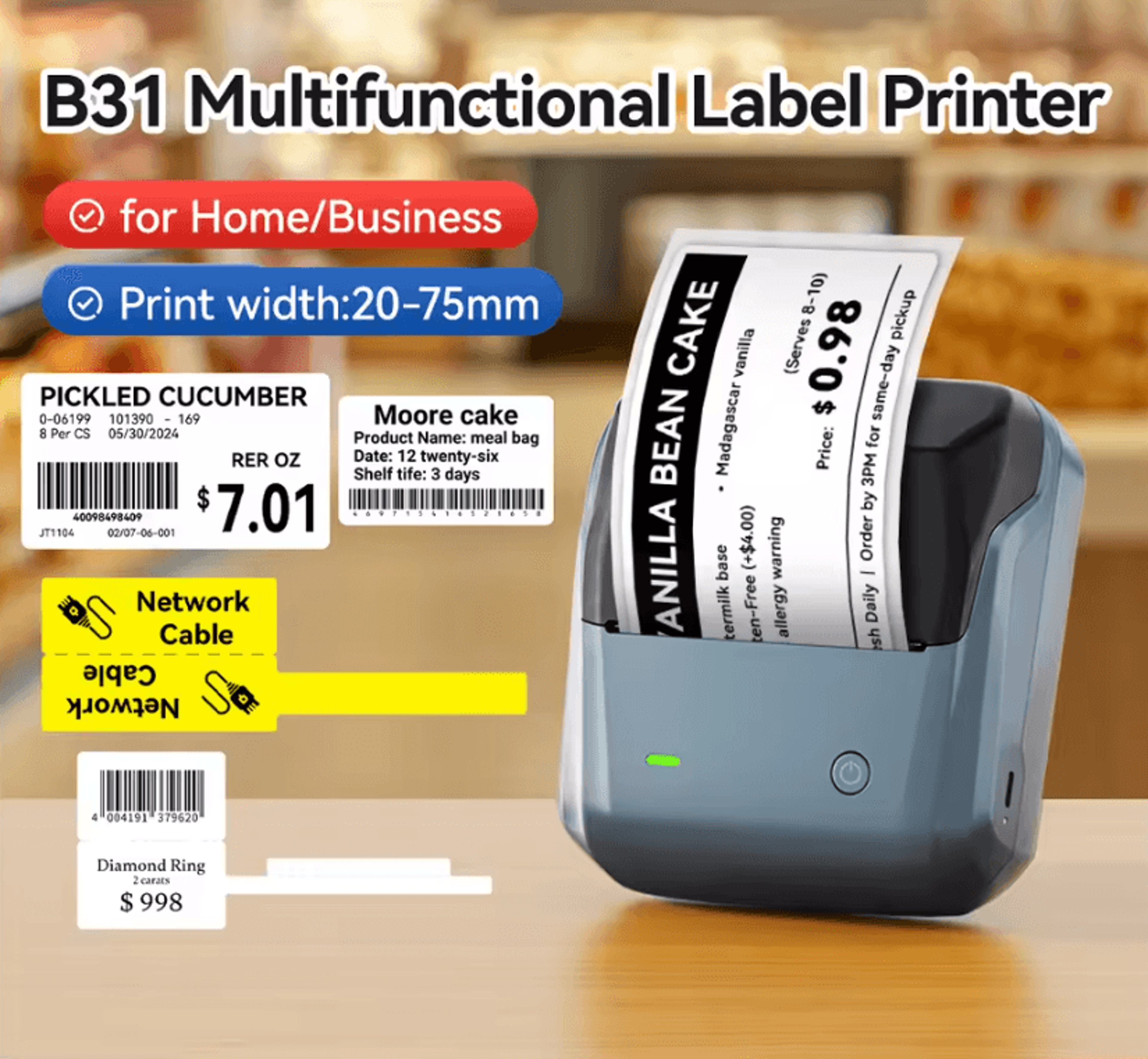 niimbot b31 tagstream wireless thermal label printer for clothing jewelry and retail barcodes
