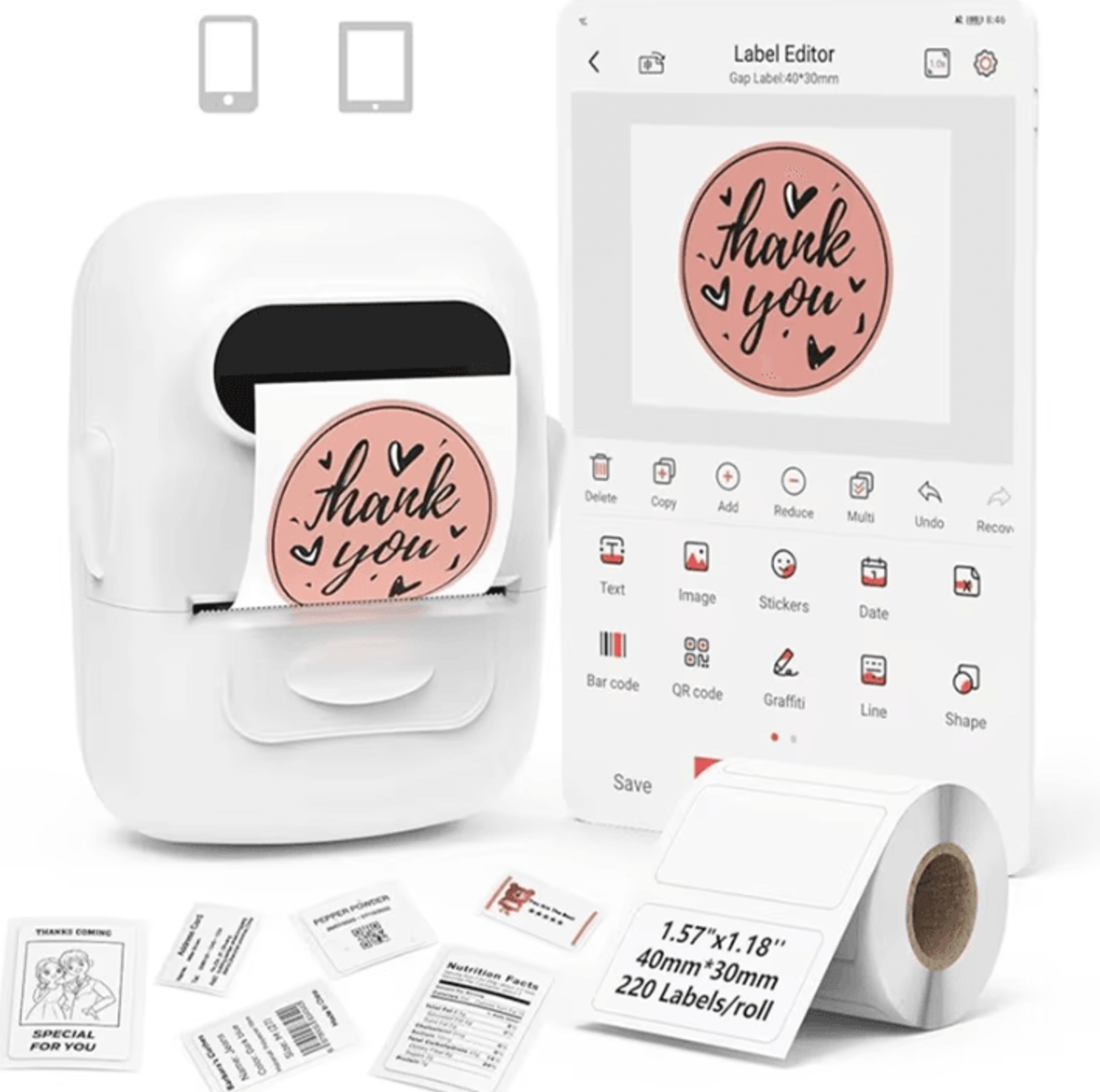 p50 wireless bluetooth thermal label printer for custom stickers and barcode printing