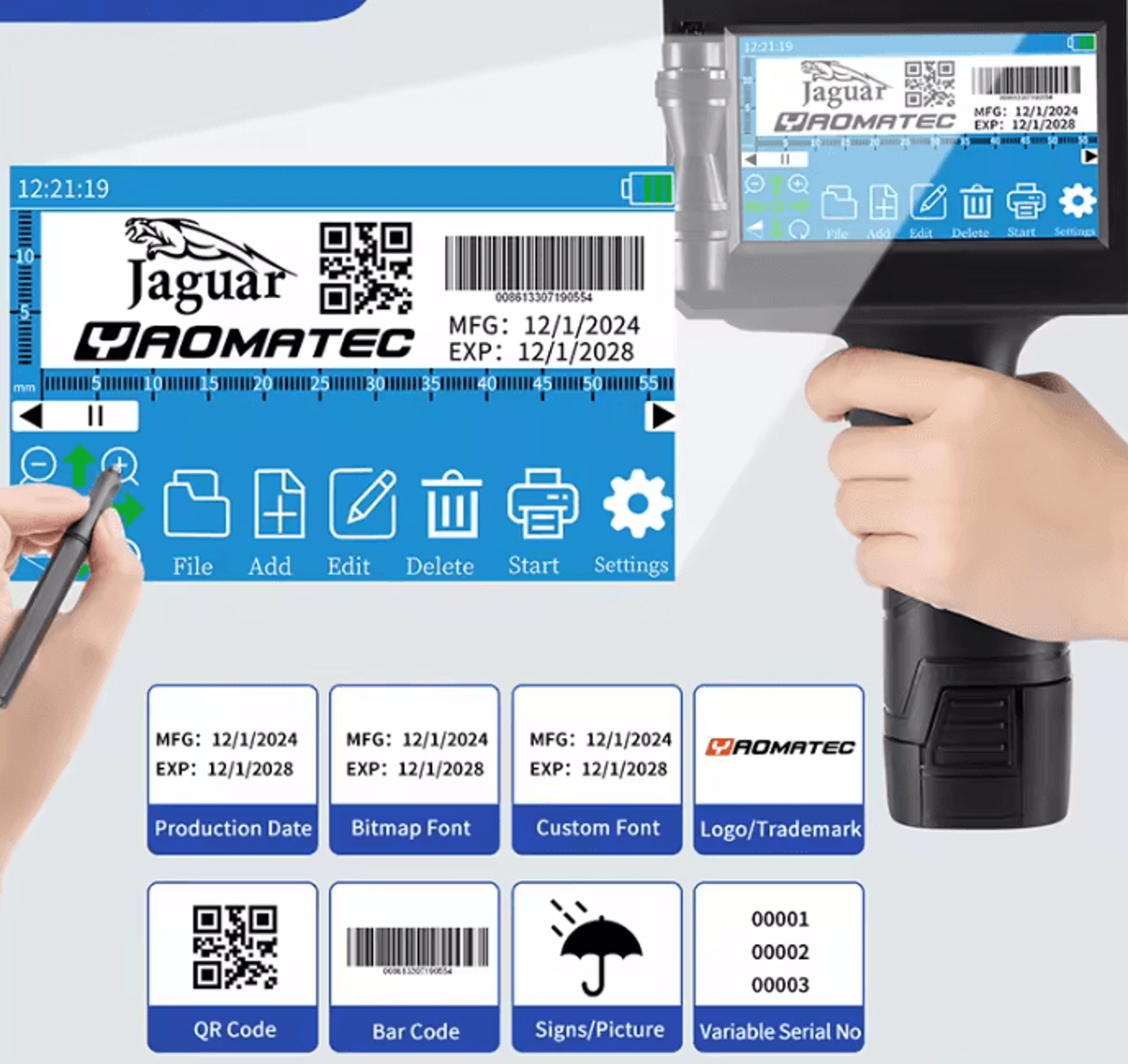 s1730 s1750 portable handheld inkjet printer 28 language batch date and logo coding machine