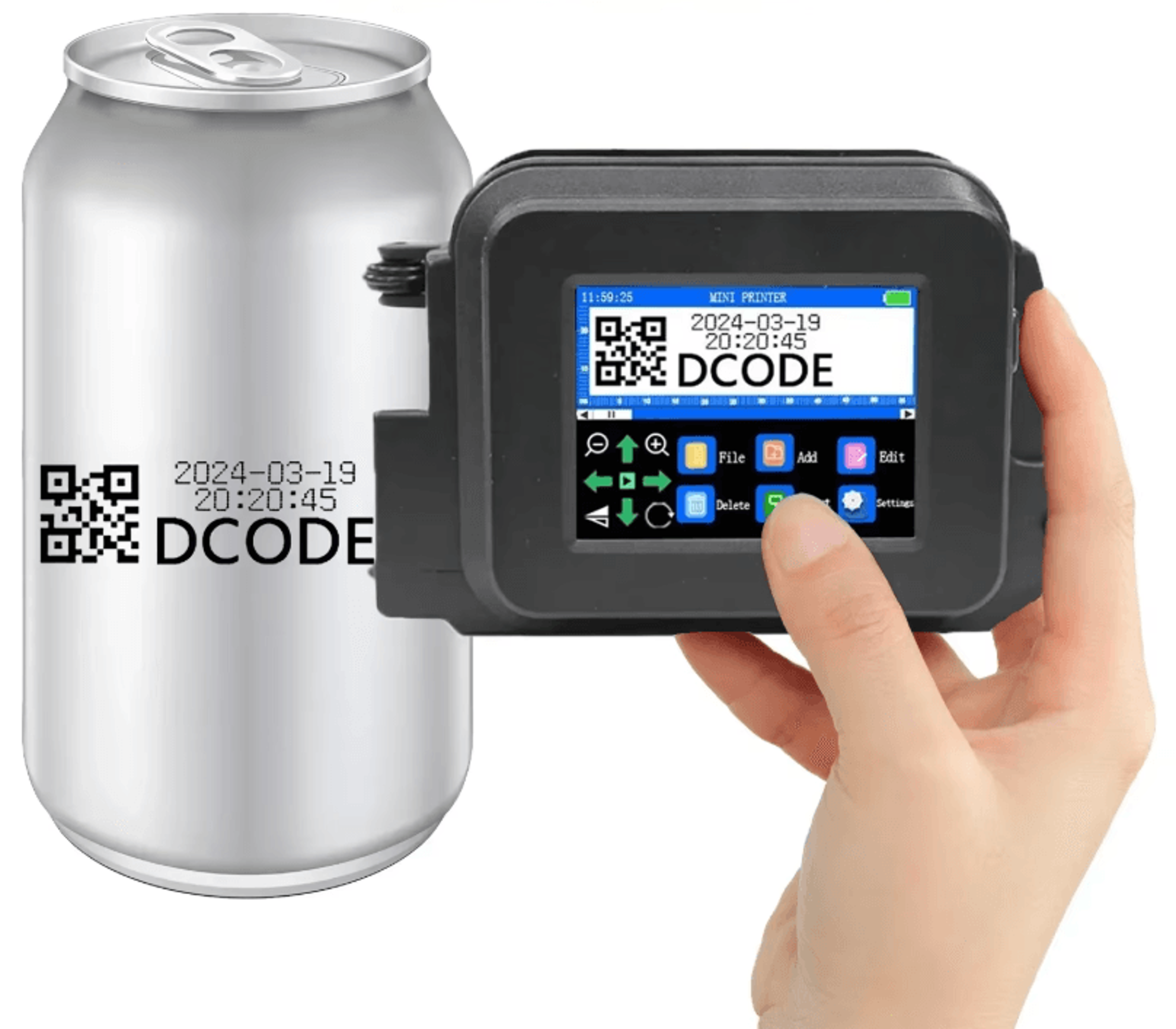 dcode xmini 12.7mm handheld inkjet printer portable barcode and batch coding machine