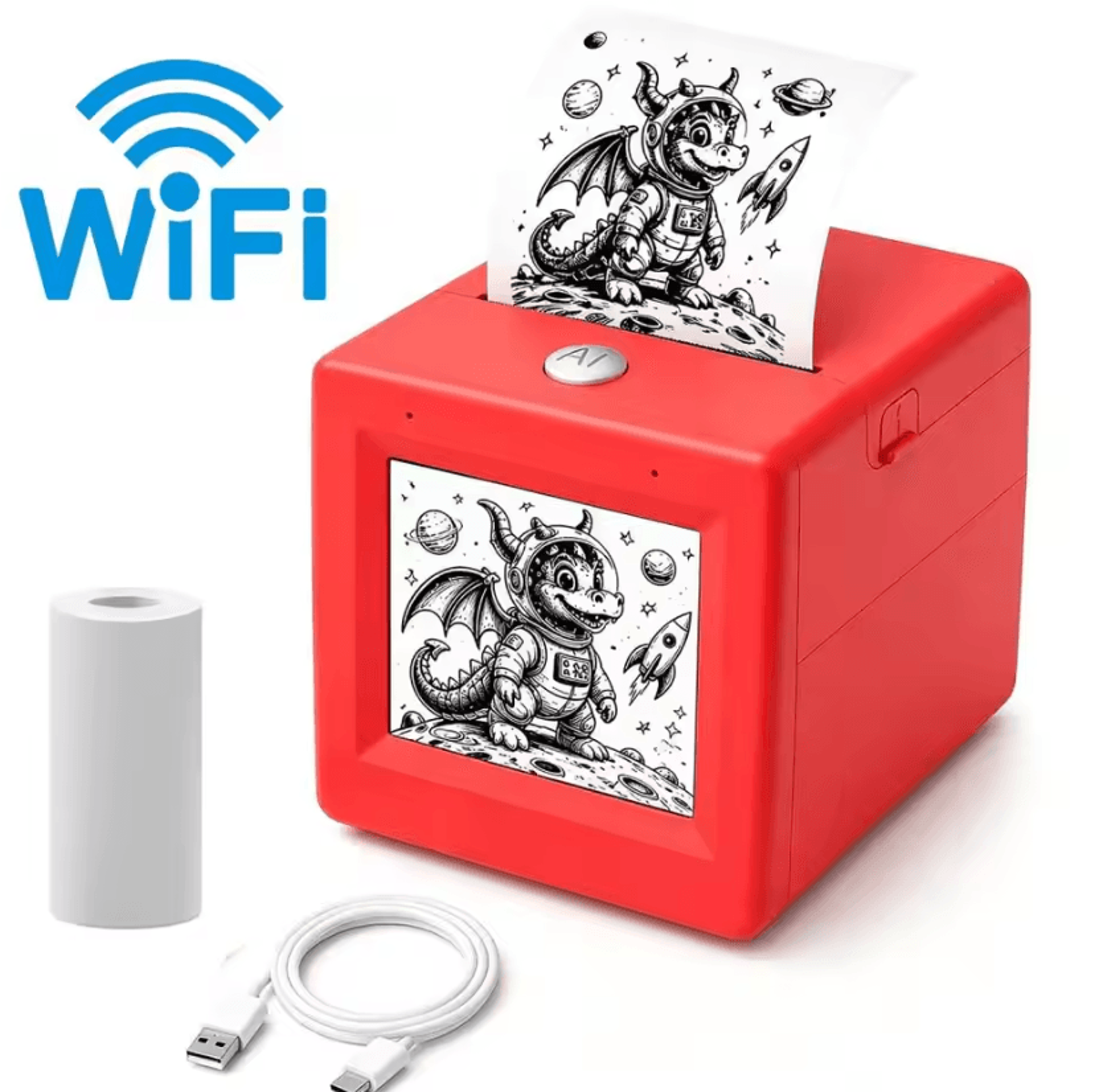 ai voice-controlled sticker maker portable thermal printer with hd screen and wifi