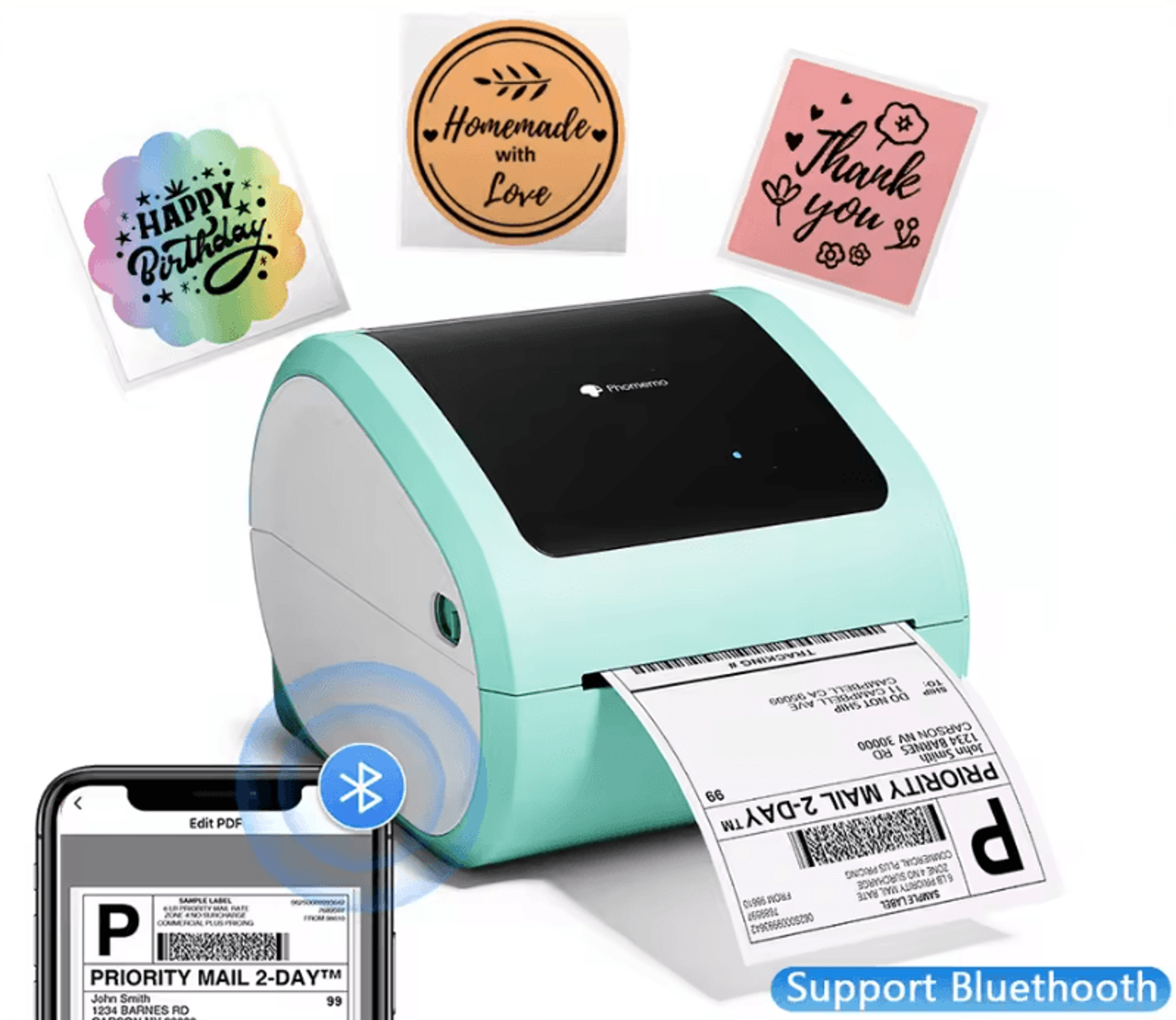 d520 bt bluetooth thermal shipping label printer high-speed wireless desktop label maker