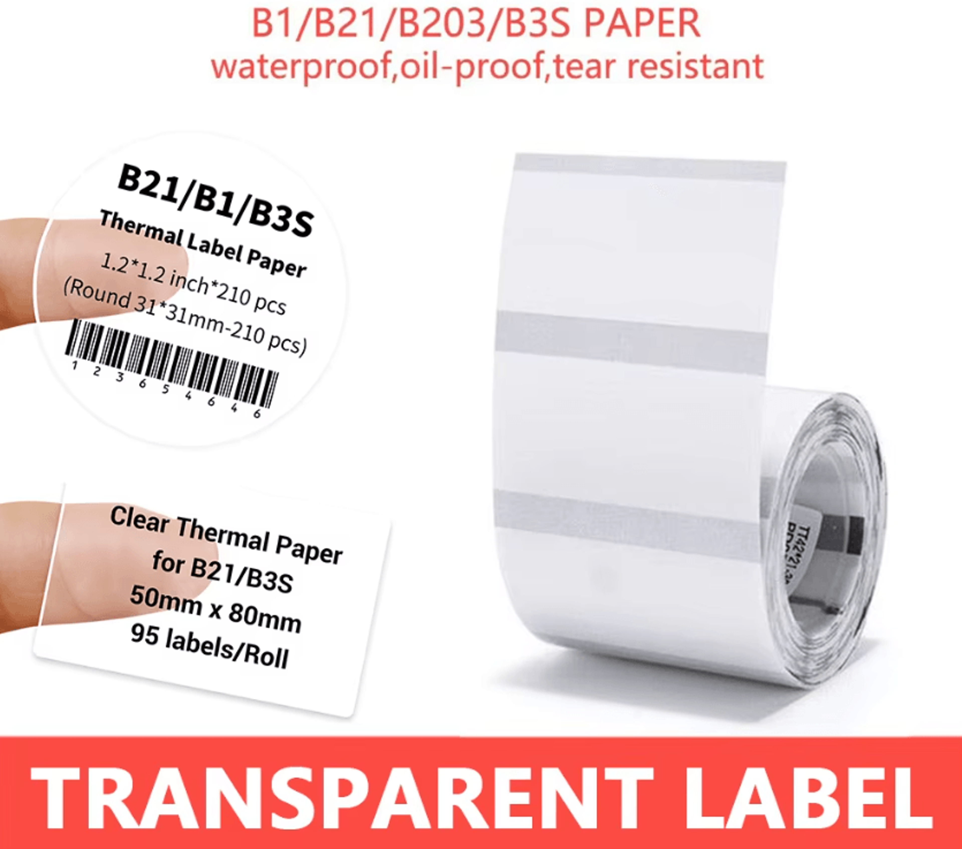 niimbot transparent round label stickers self-adhesive thermal paper for b1 b21 printers