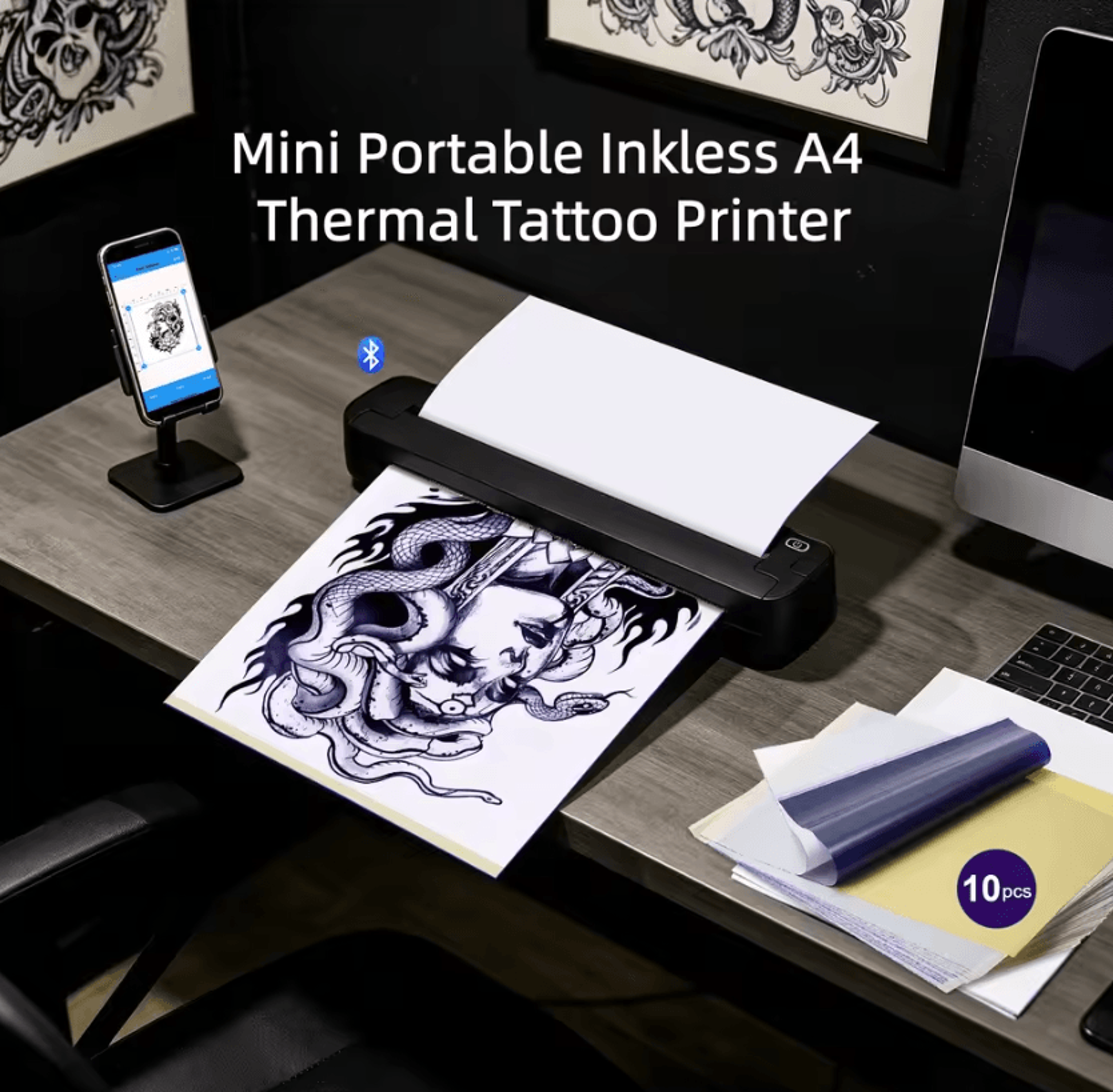 st80 wireless tattoo stencil printer 203dpi a4 thermal transfer machine for phone and pc