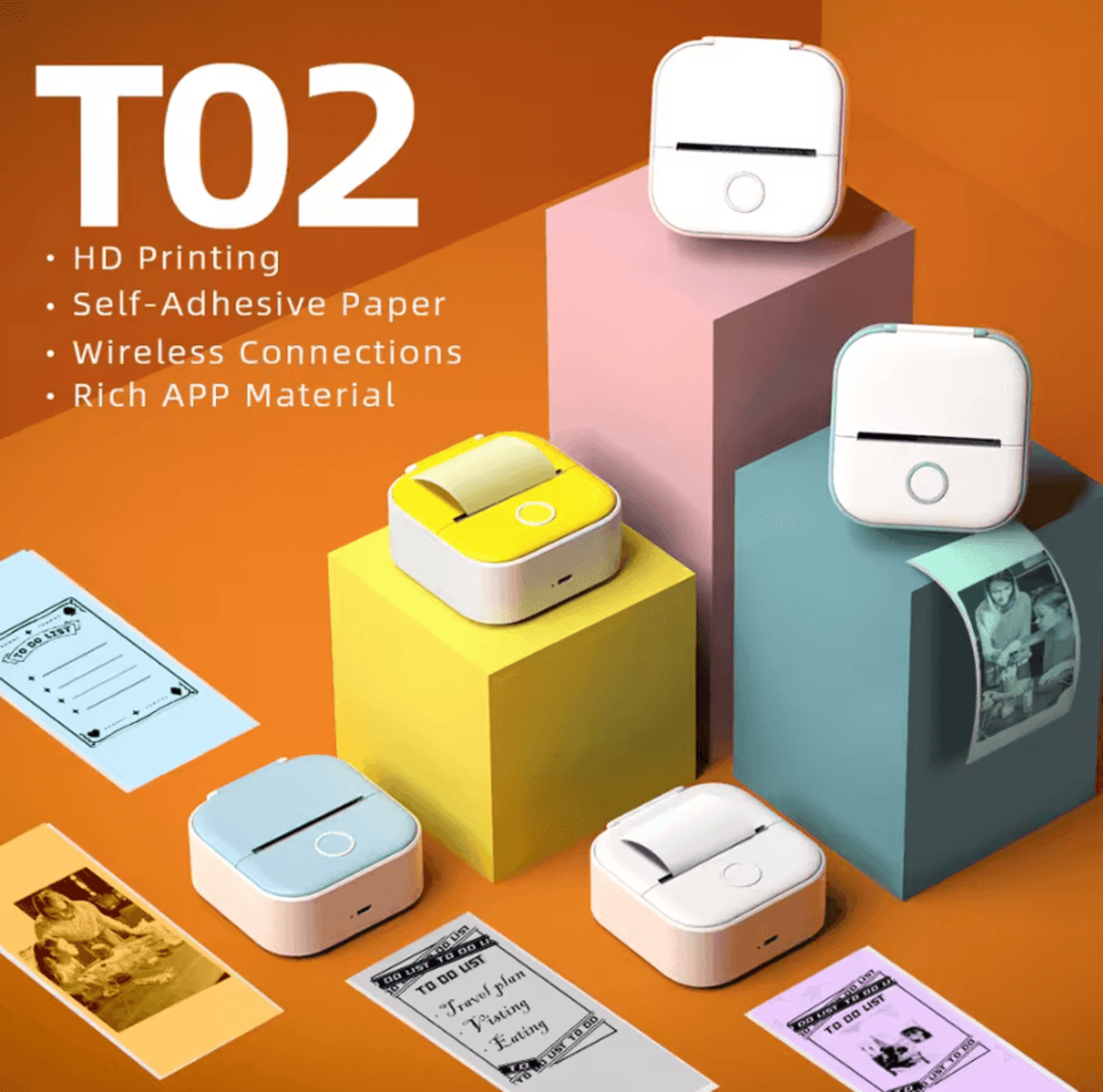 phomemo t02 mini wireless thermal printer portable pocket sticker maker for journals and labels