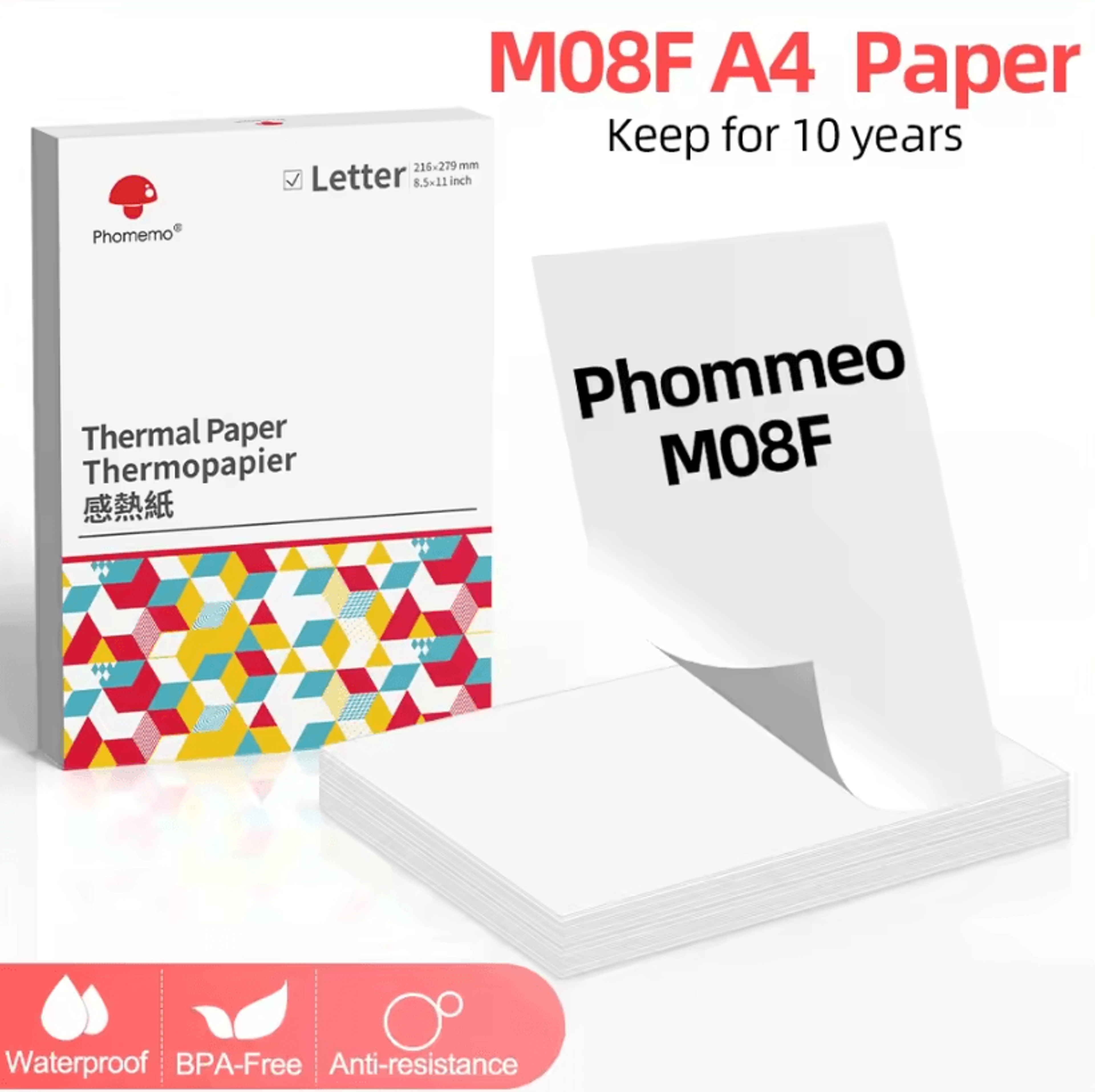 phomemo a4 thermal printer paper 100 sheets long-lasting folded paper for m08f portable printer