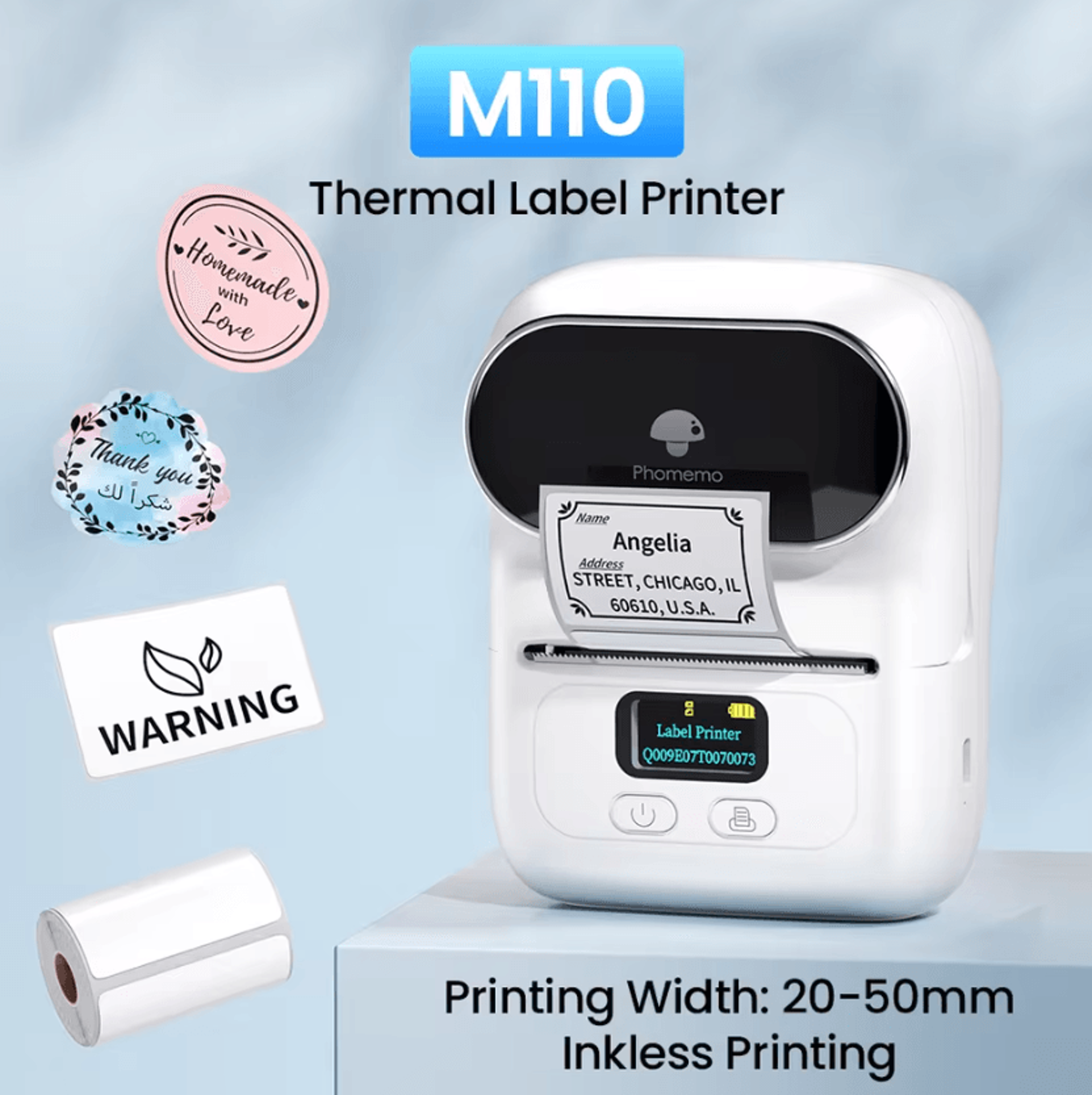phomemo m110 m220 m108 203dpi thermal label printer portable price tag maker for bakery and small business