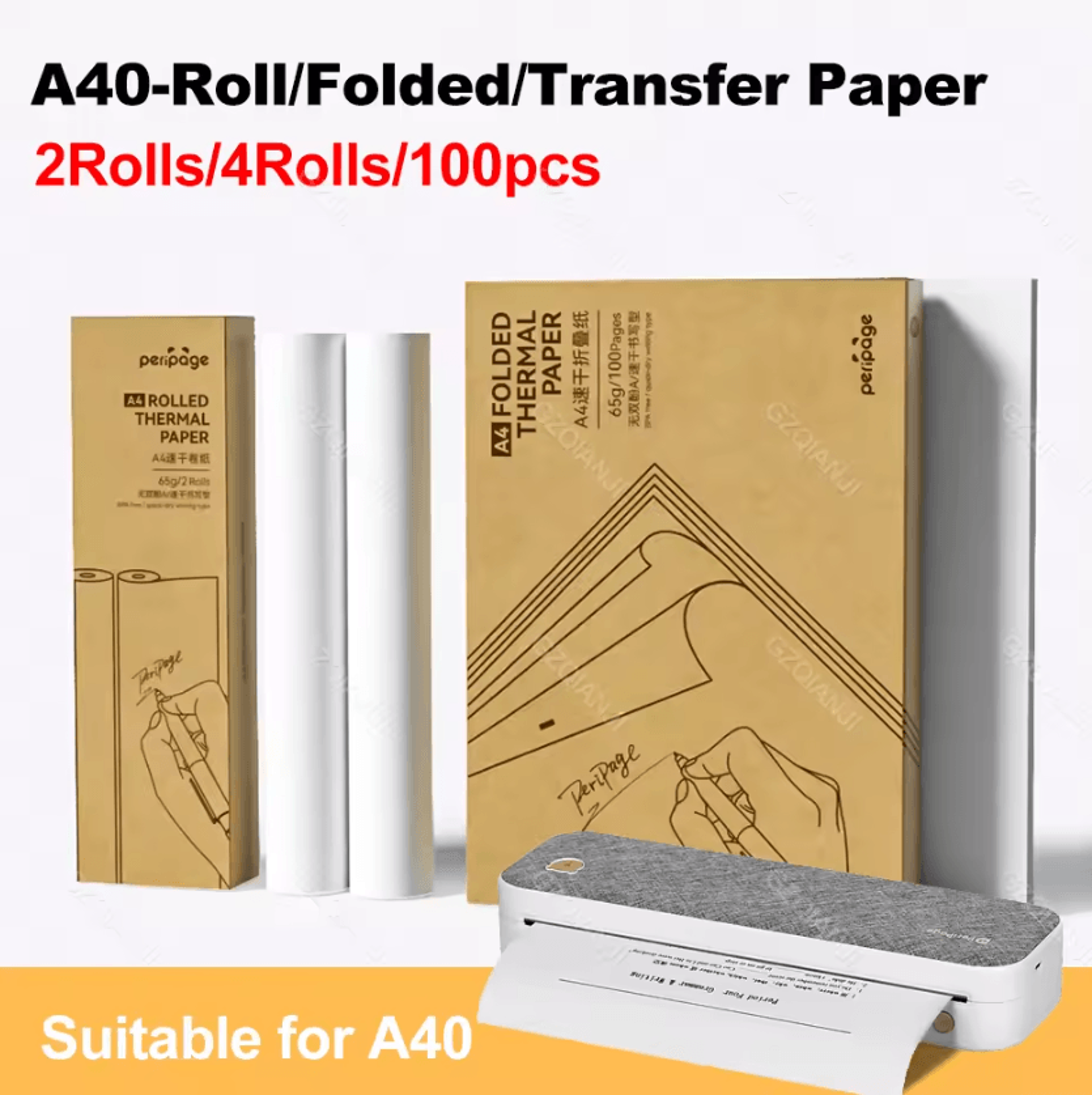 peripage a4 thermal printer paper quick-dry long-lasting folded and roll paper for a40 printer