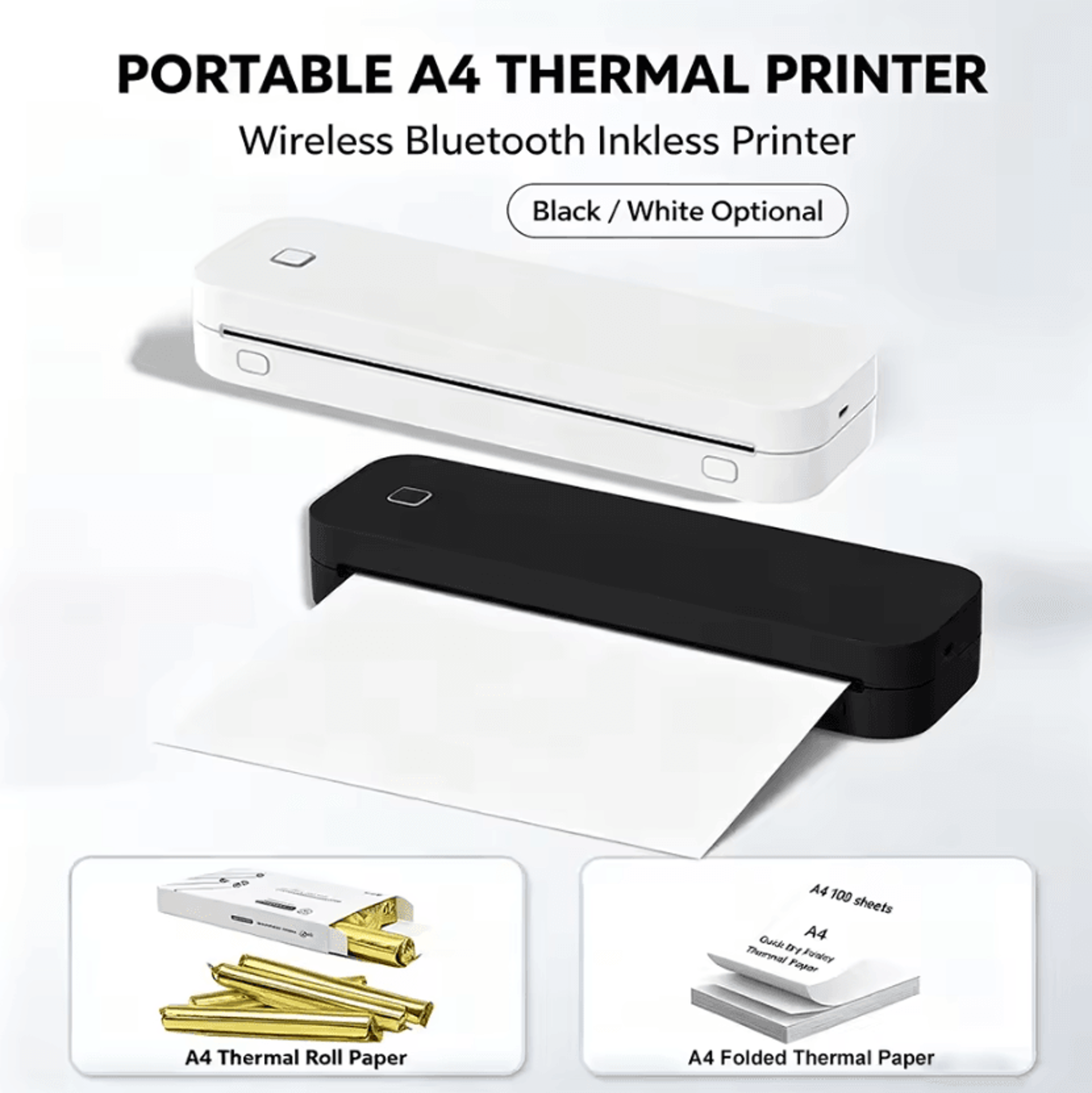 portable a4 bluetooth thermal printer wireless inkless document and tattoo stencil printing machine