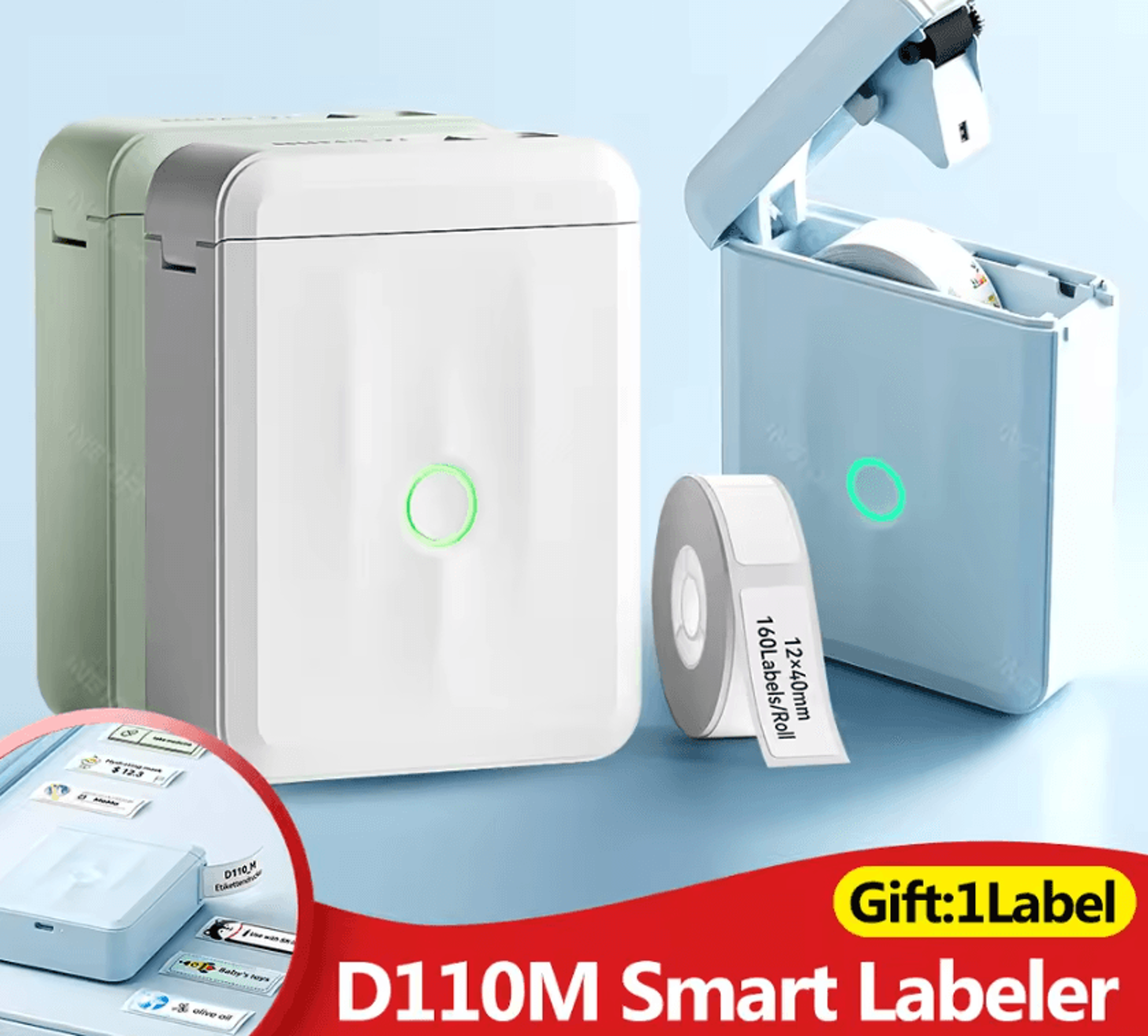 niimbot d110m upgraded mini thermal label printer portable smart sticker maker for home office and school