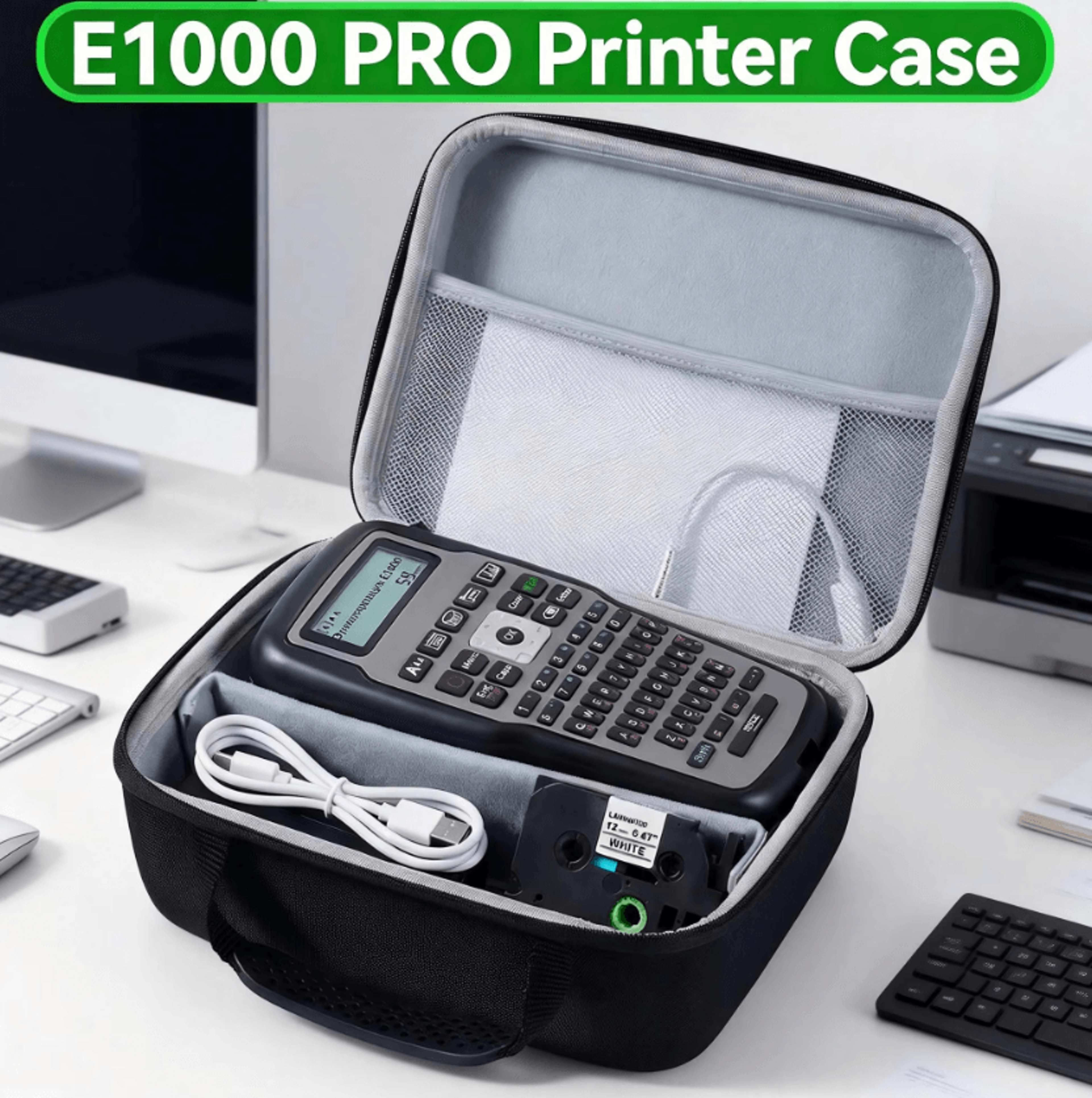 portable label printer carrying case storage organizer bag for e1000 pro and pm-241-bt