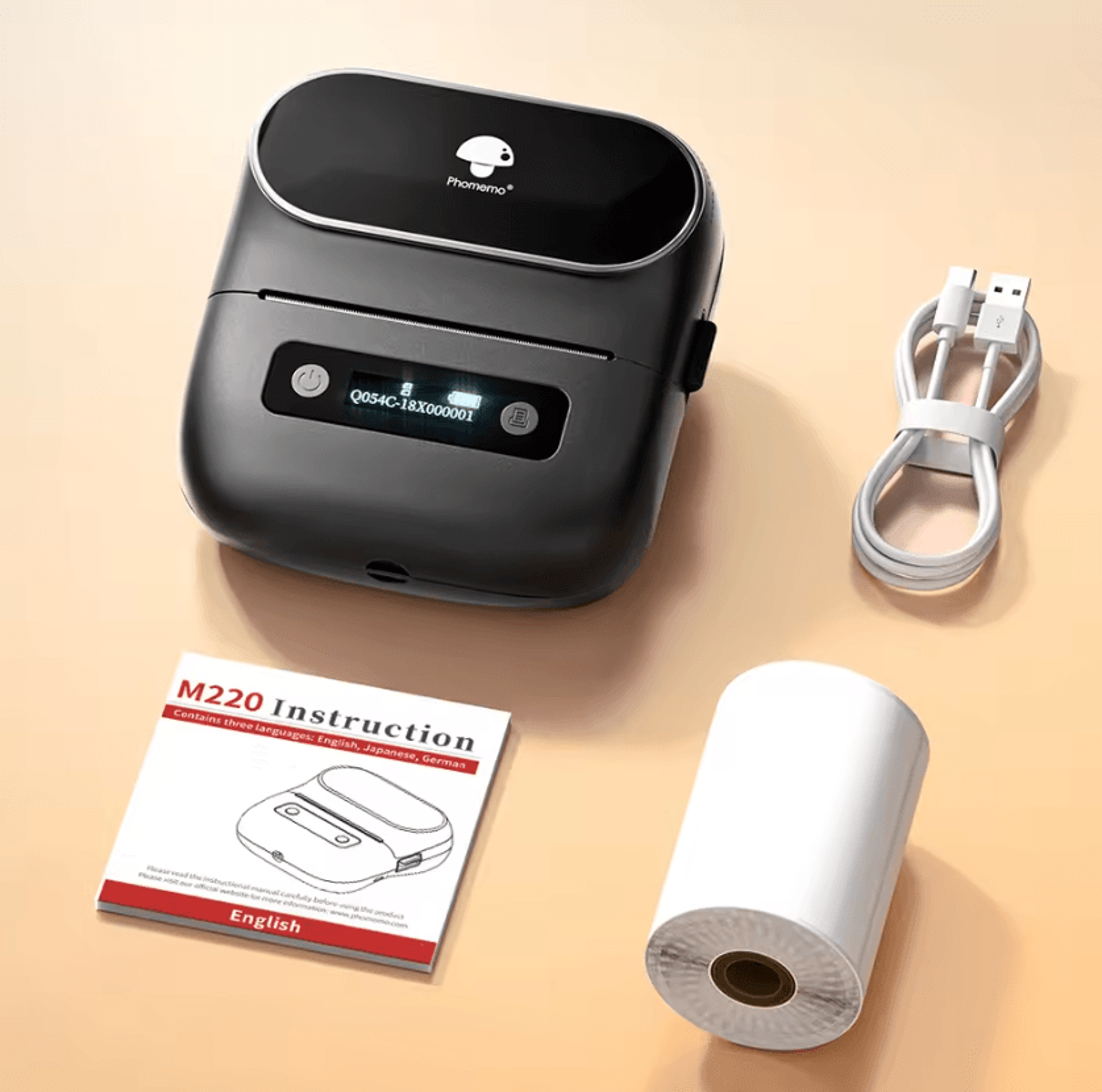 phomemo m220 portable bluetooth thermal label printer 75mm barcode and price tag sticker maker