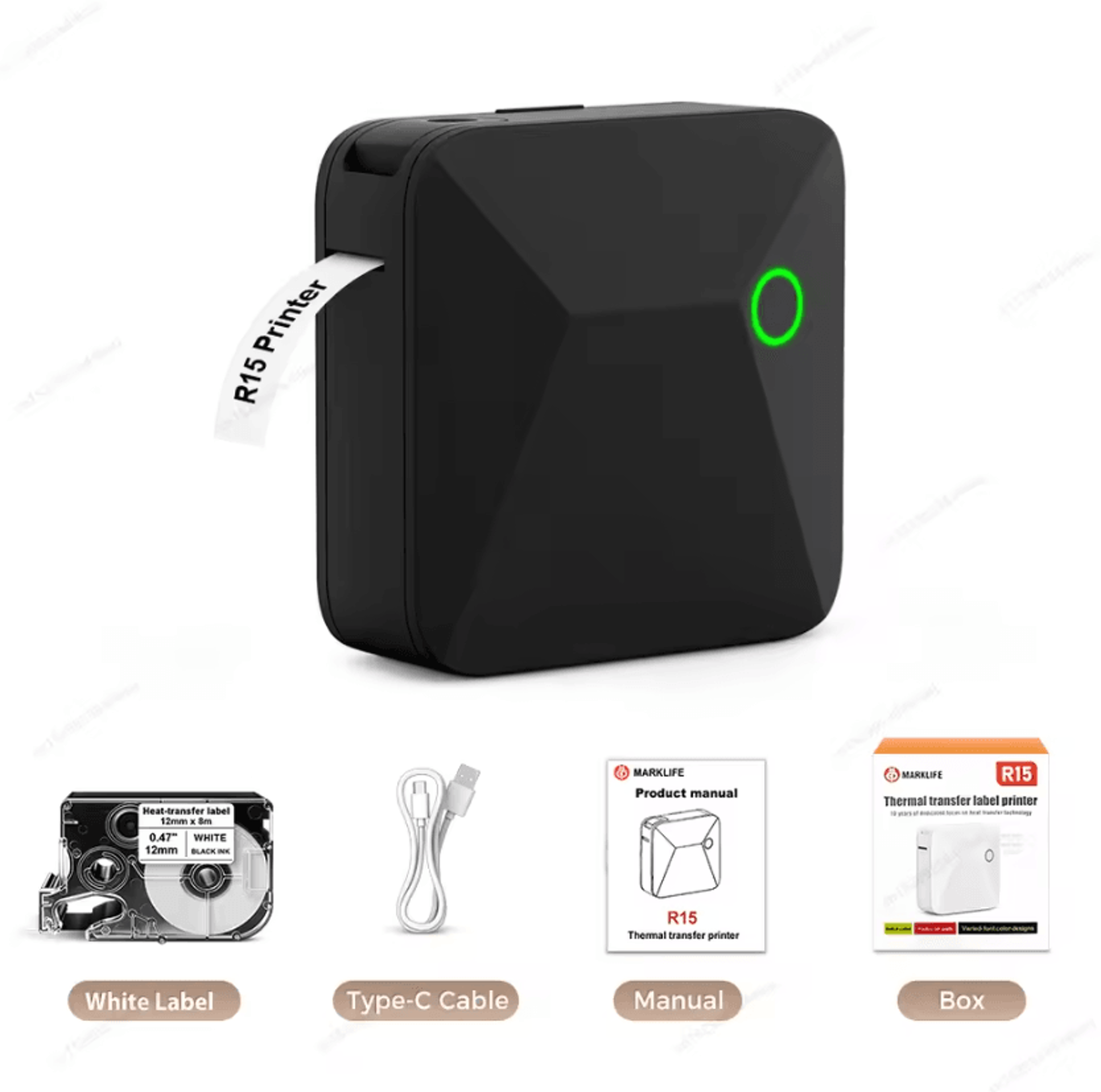 r15 portable bluetooth thermal transfer label printer handheld sticker maker for clothing and price tags