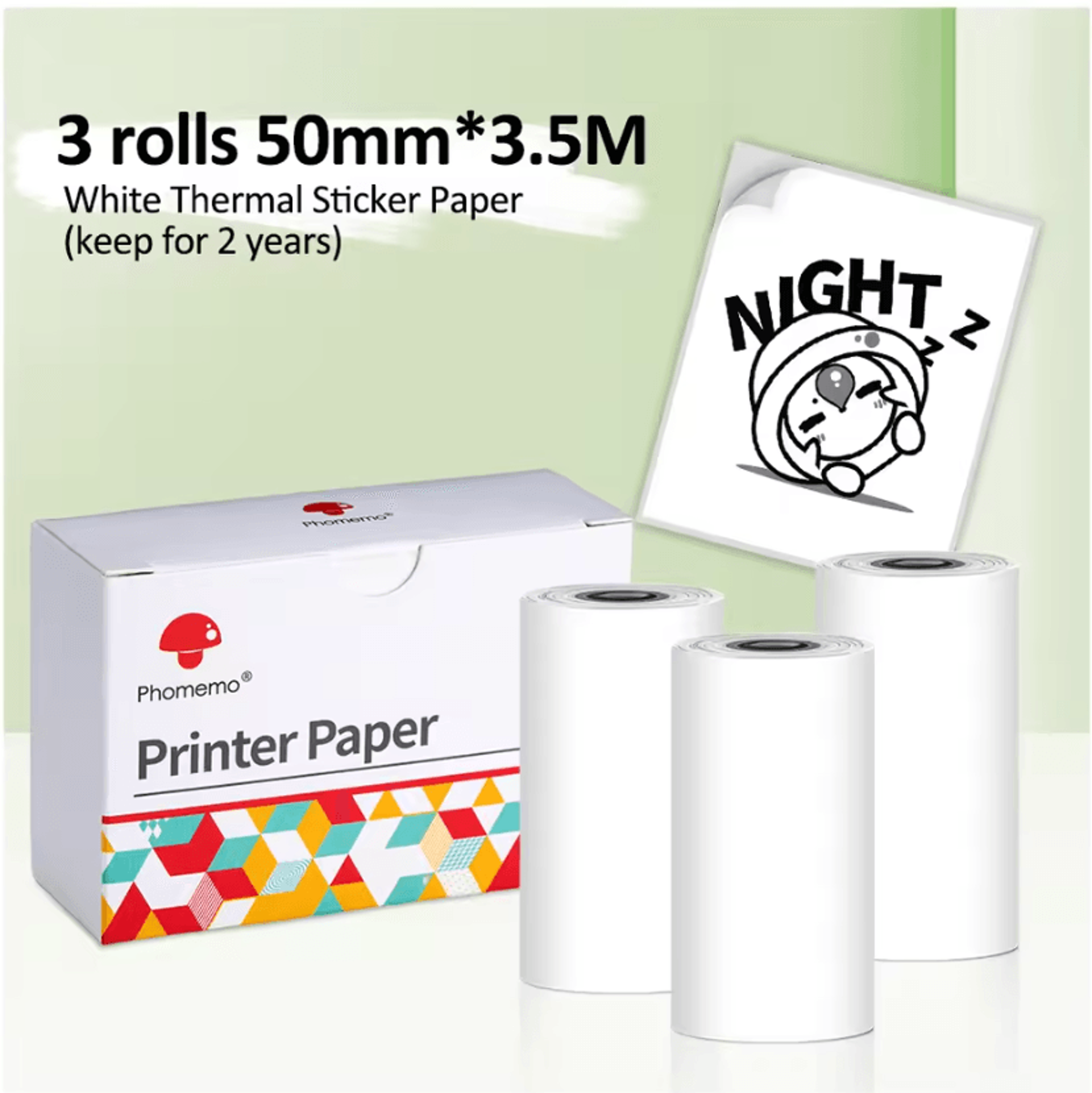 3 rolls white self-adhesive thermal sticker paper for phomemo m02 m02pro m02s mini printers