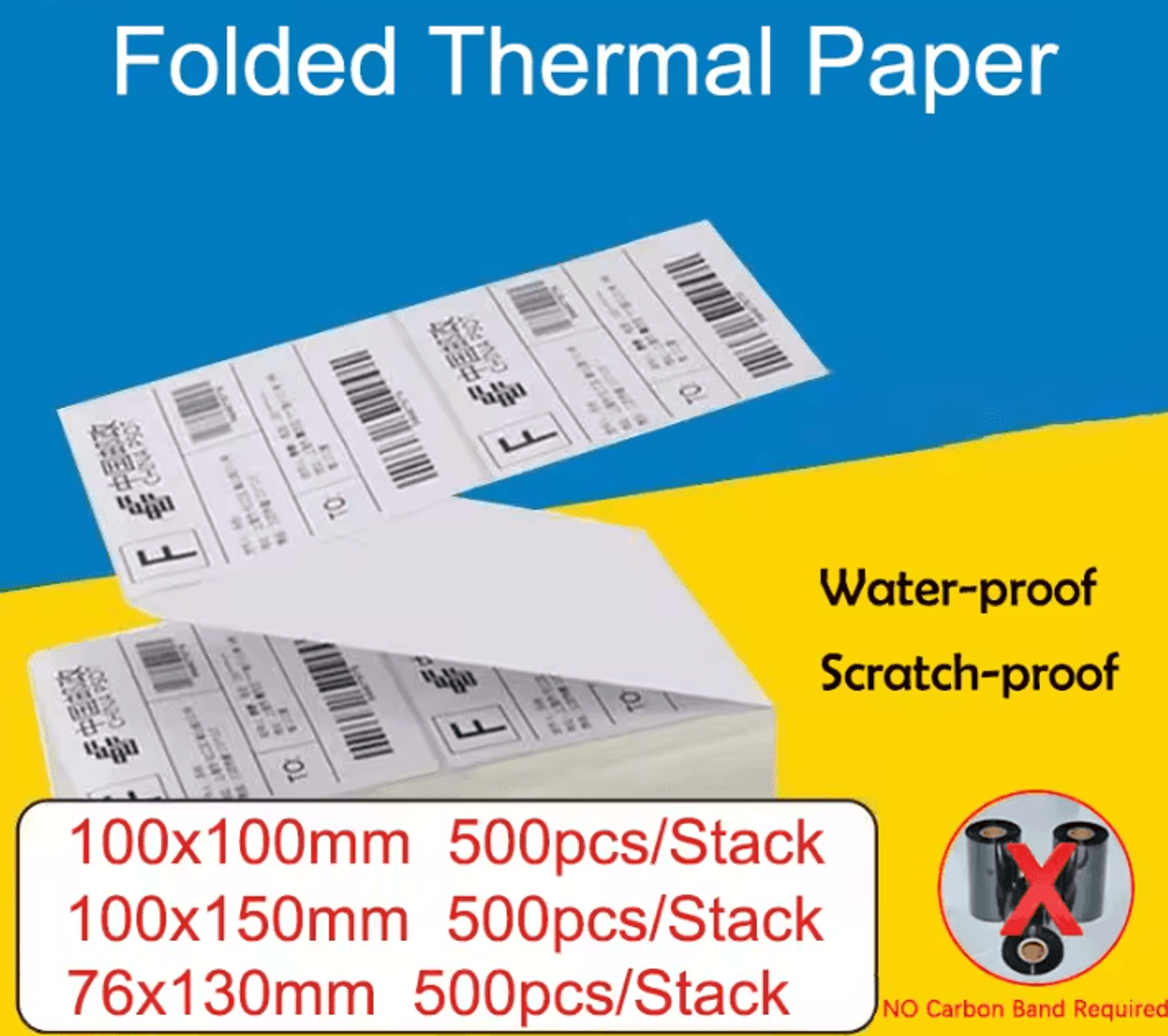 folded thermal shipping labels self-adhesive barcode sticker paper for 4x6 shipping label printers