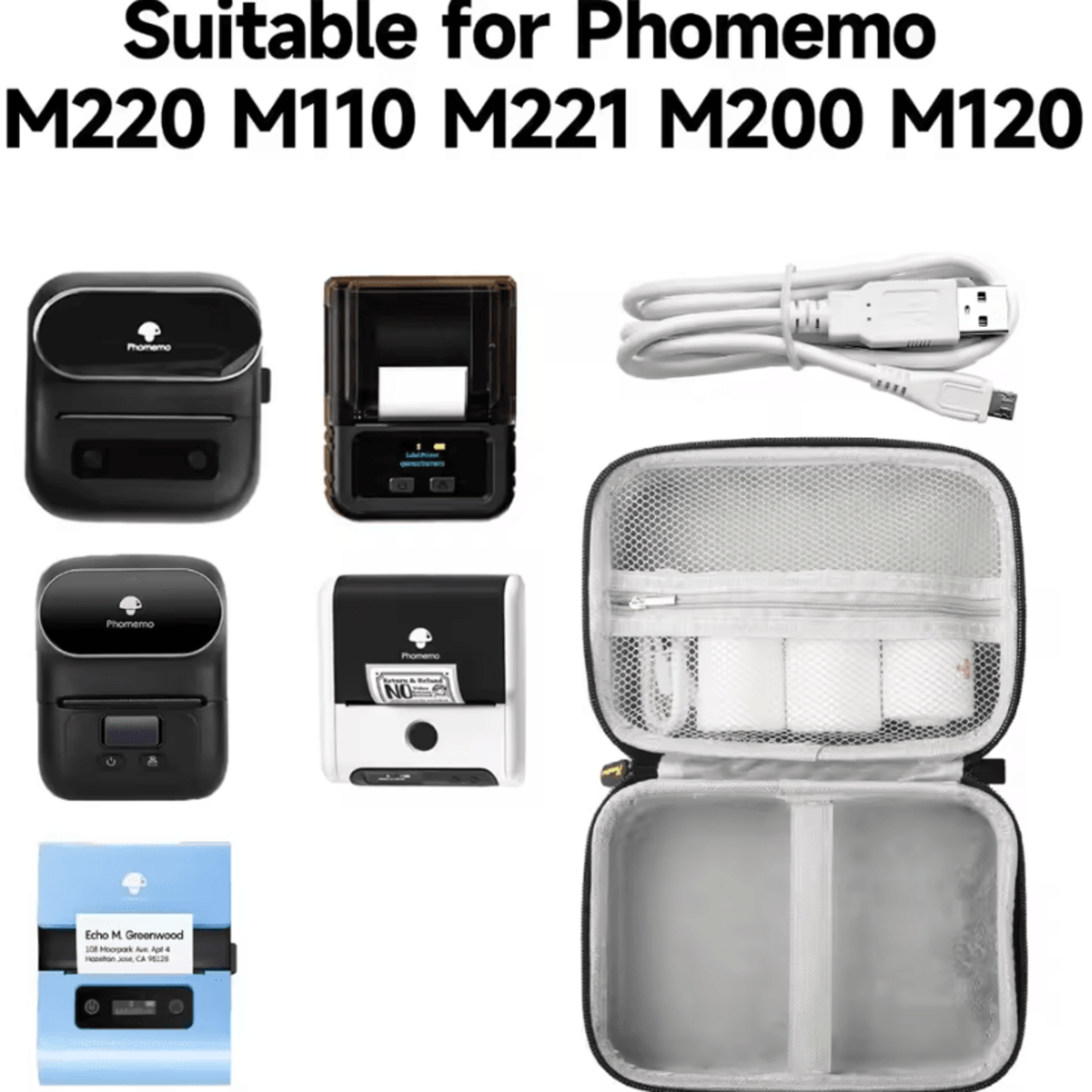 protective mesh carrying case for phomemo m220 m110 m221 m120 m200 and niimbot b1 b21 label makers