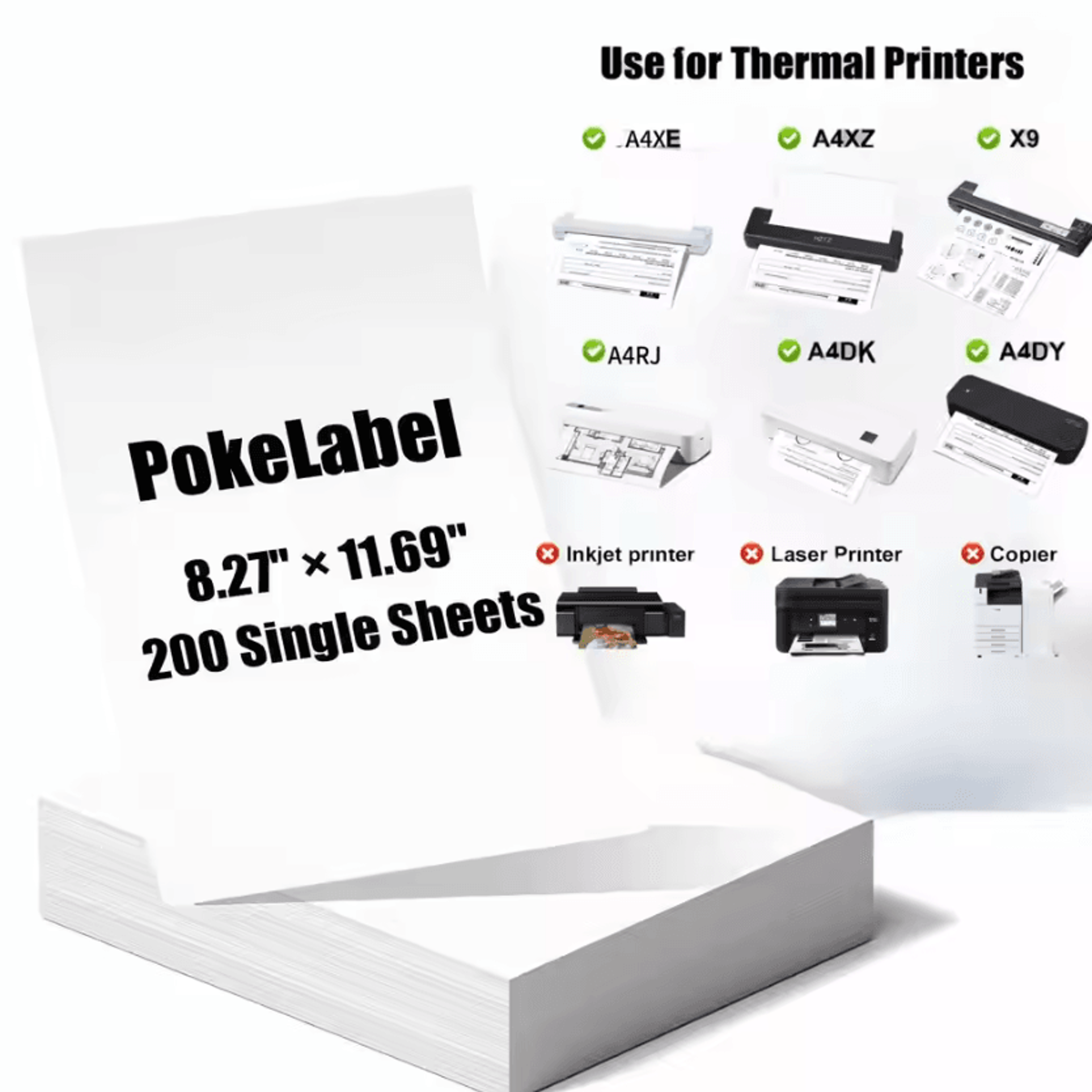 200 sheets a4 thermal printing paper fast drying inkless printer paper for hztz portable printers