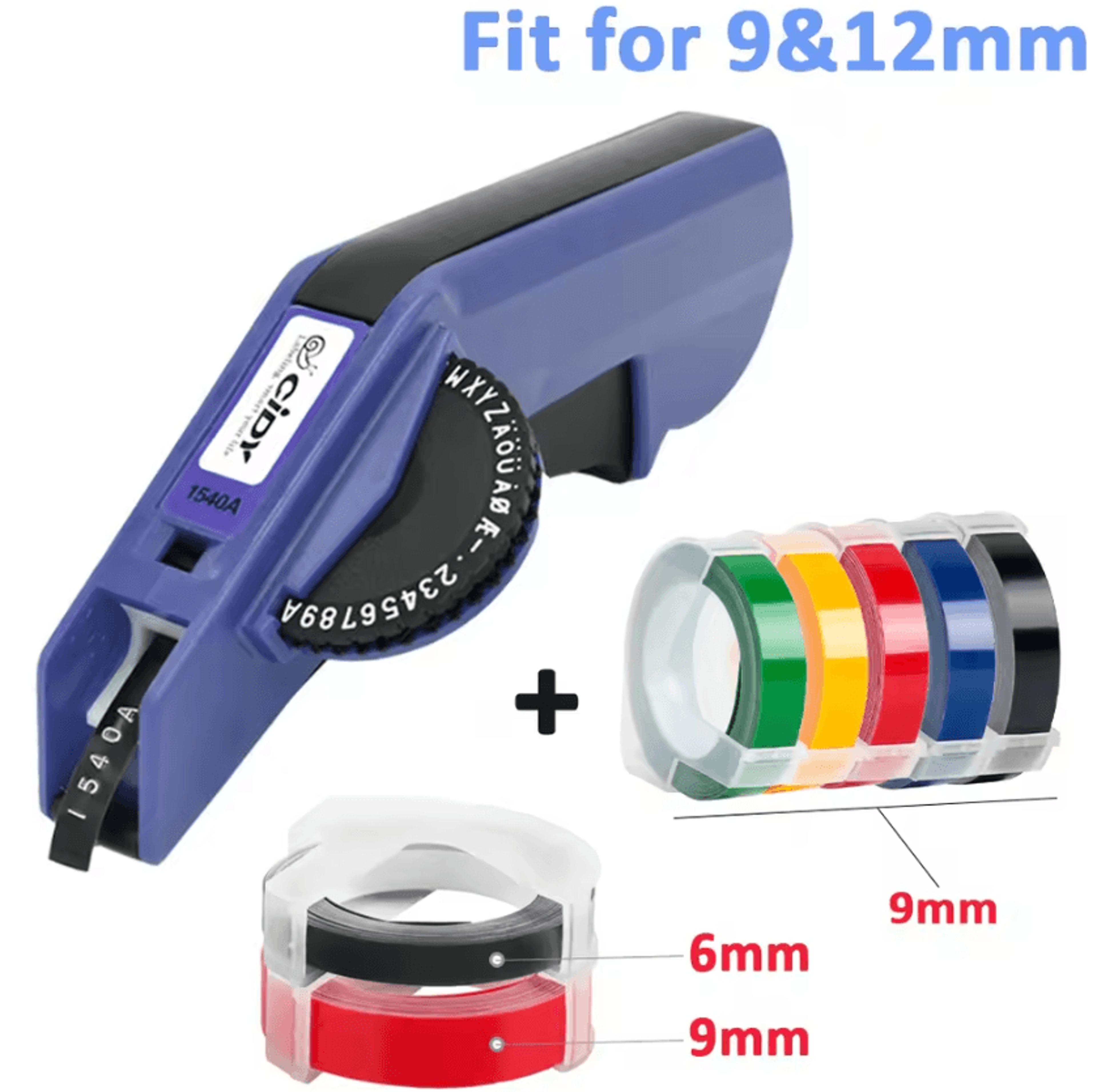 cidy 1540b manual embossing label maker with 7 tapes 9mm 12mm 3d labeling kit