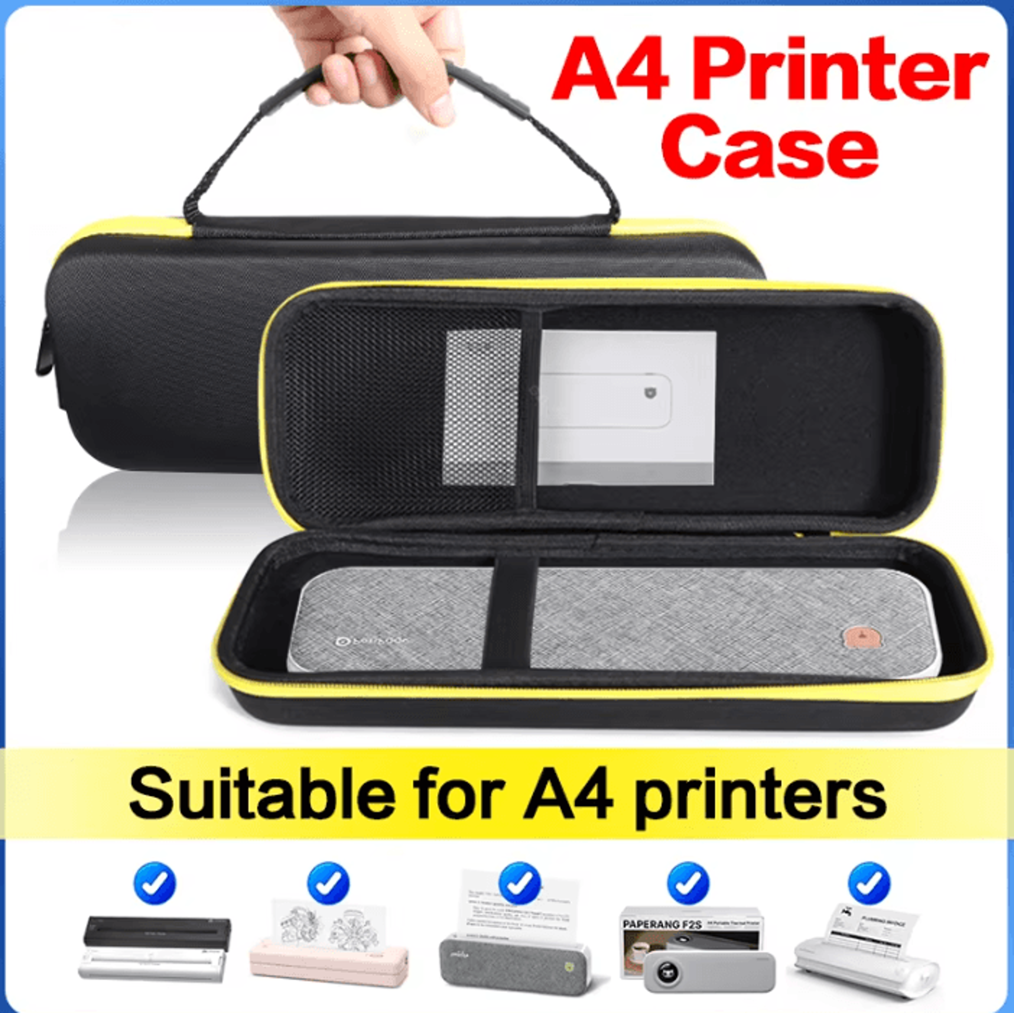 peripage a40 portable printer carrying case large capacity eva protective travel storage bag