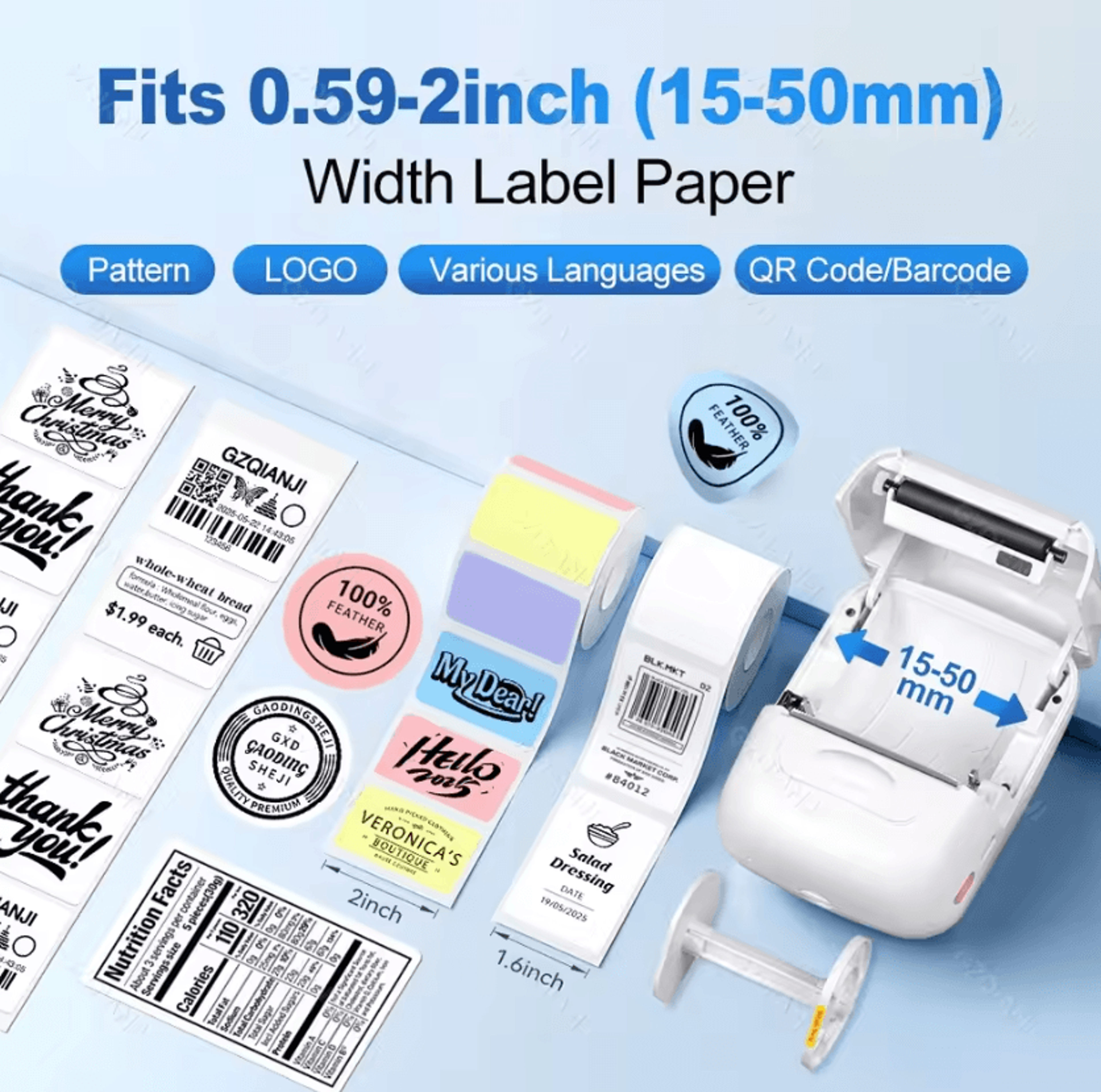 marklife p50 wireless pocket label printer portable inkless adhesive sticker maker for home office and diy crafts