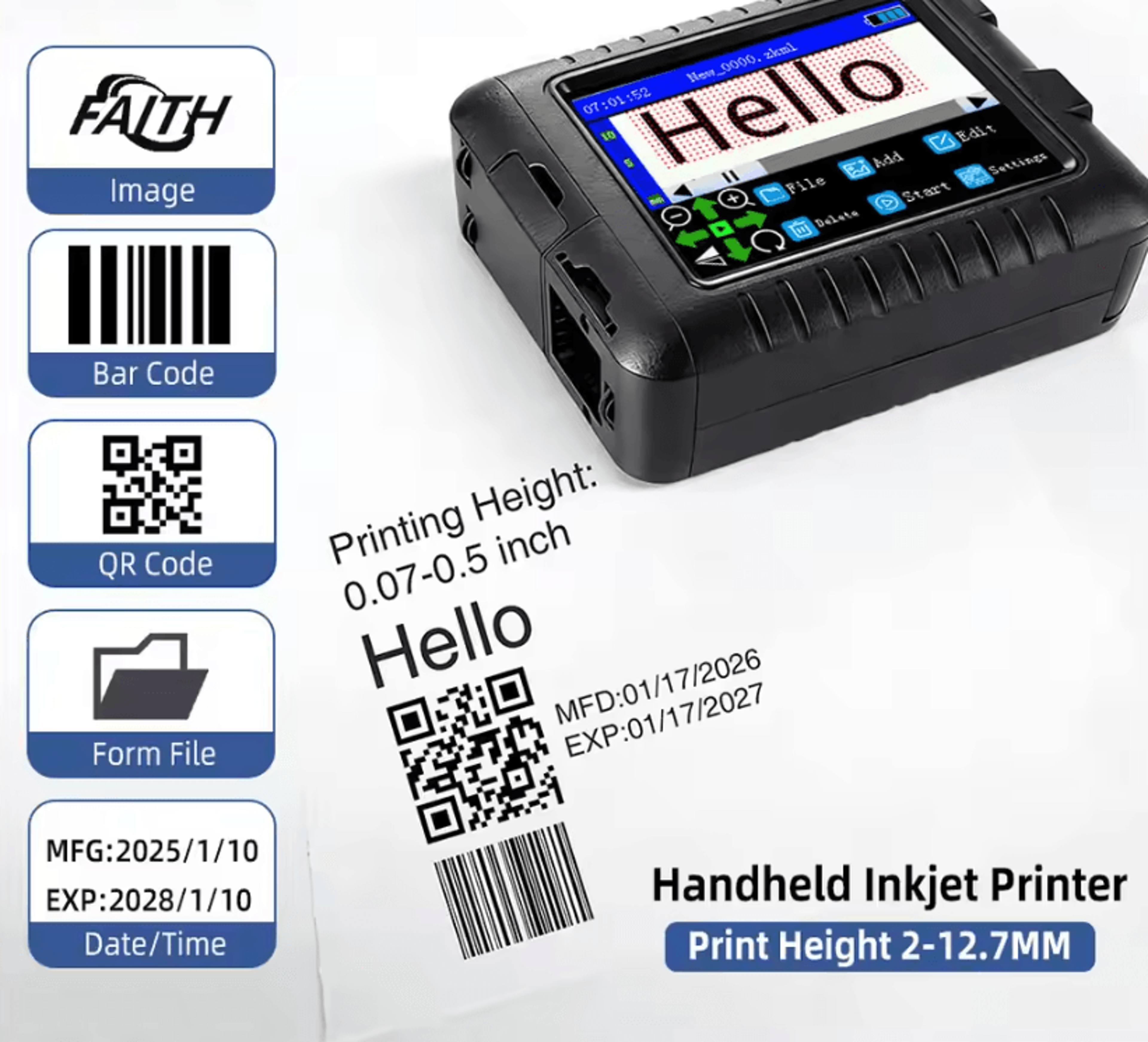 faith kd360m portable thermal label printer mini barcode and shipping label maker with dynamic database printing