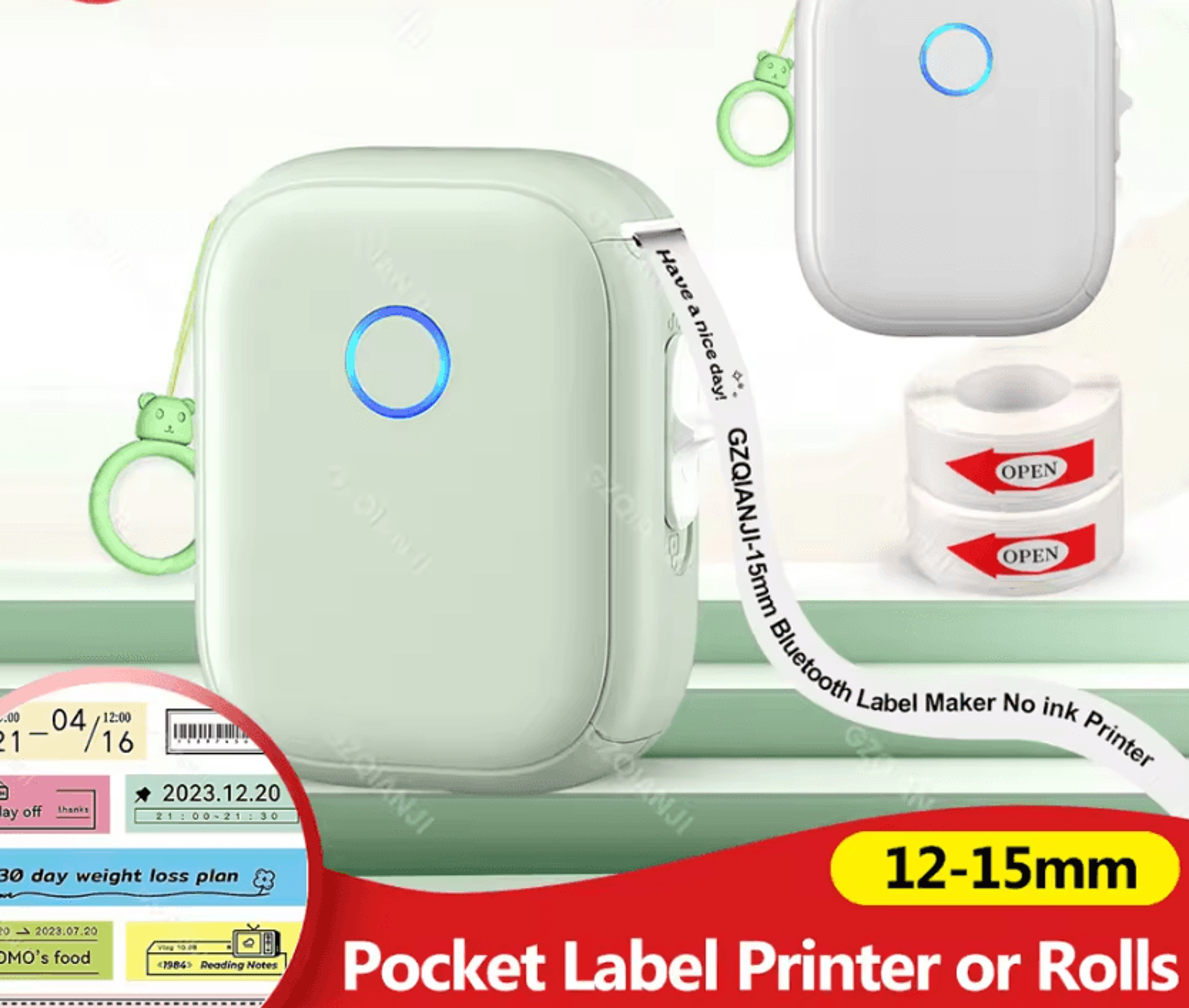 marklife p12 mini thermal label printer portable pocket sticker maker with adhesive label paper options