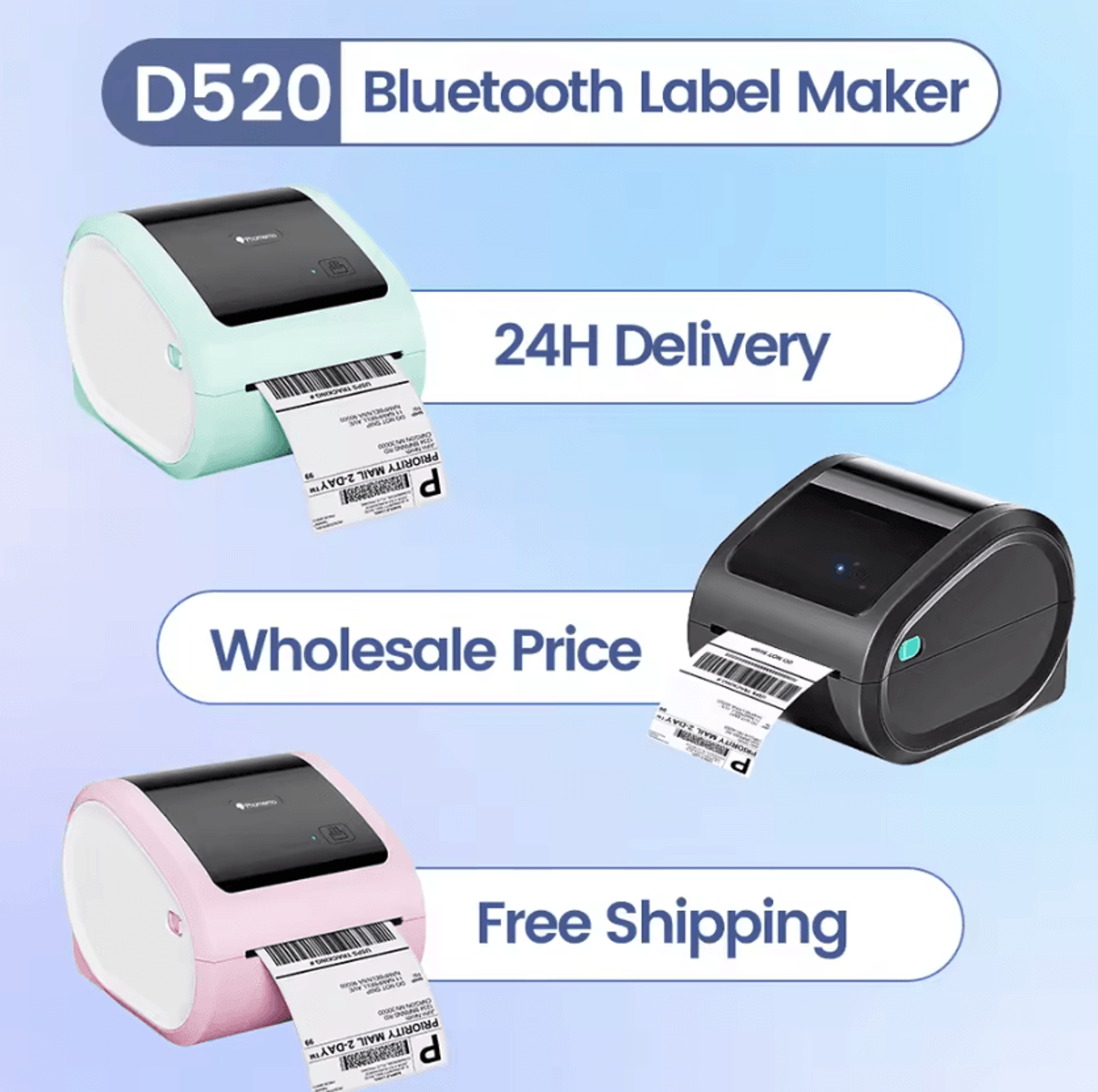 wireless bluetooth shipping label printer 100x150mm inkless thermal package label maker for small business