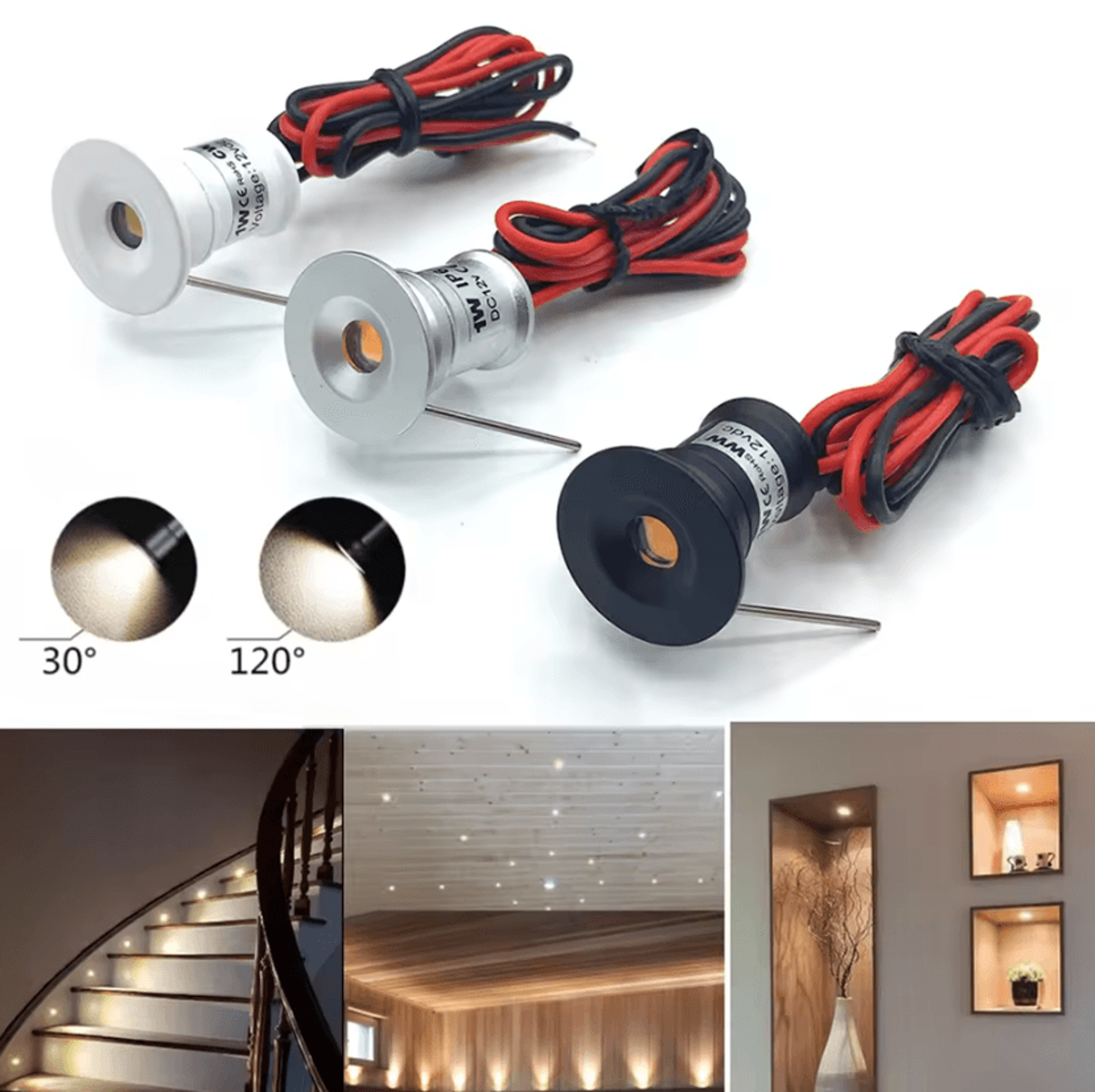 1w mini led staircase spotlight 12v dimmable ip65 recessed downlight for ceiling showcase and accent lighting