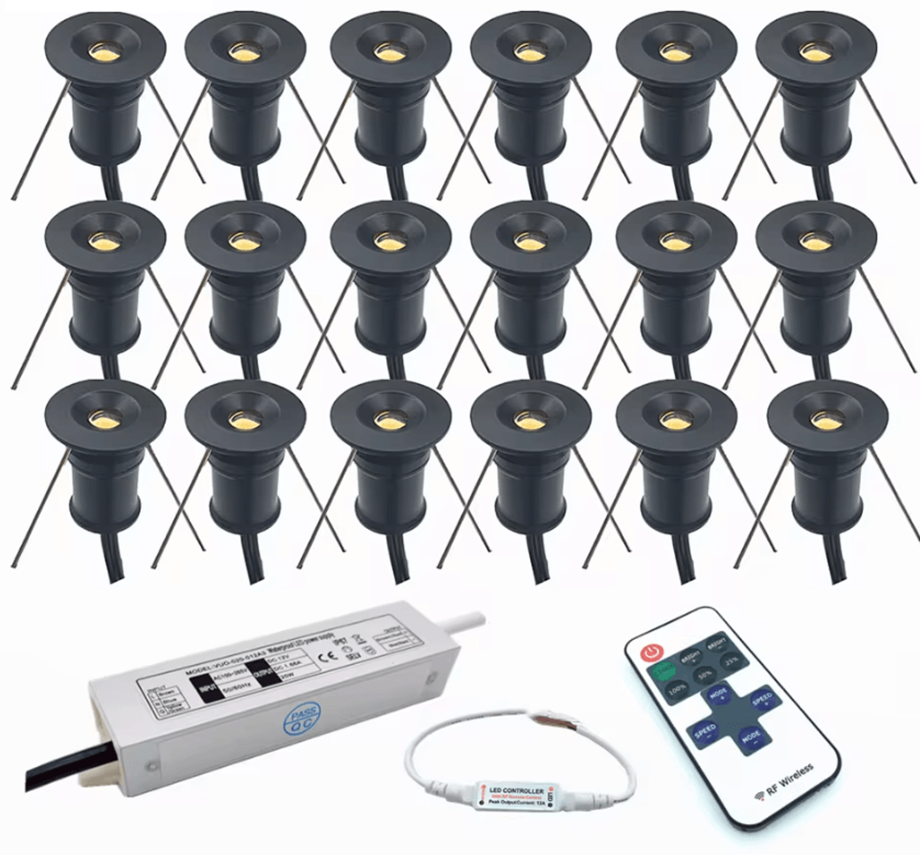 12v mini led recessed spotlight set 1w dimmable ceiling downlights with remote control for cabinet and display lighting