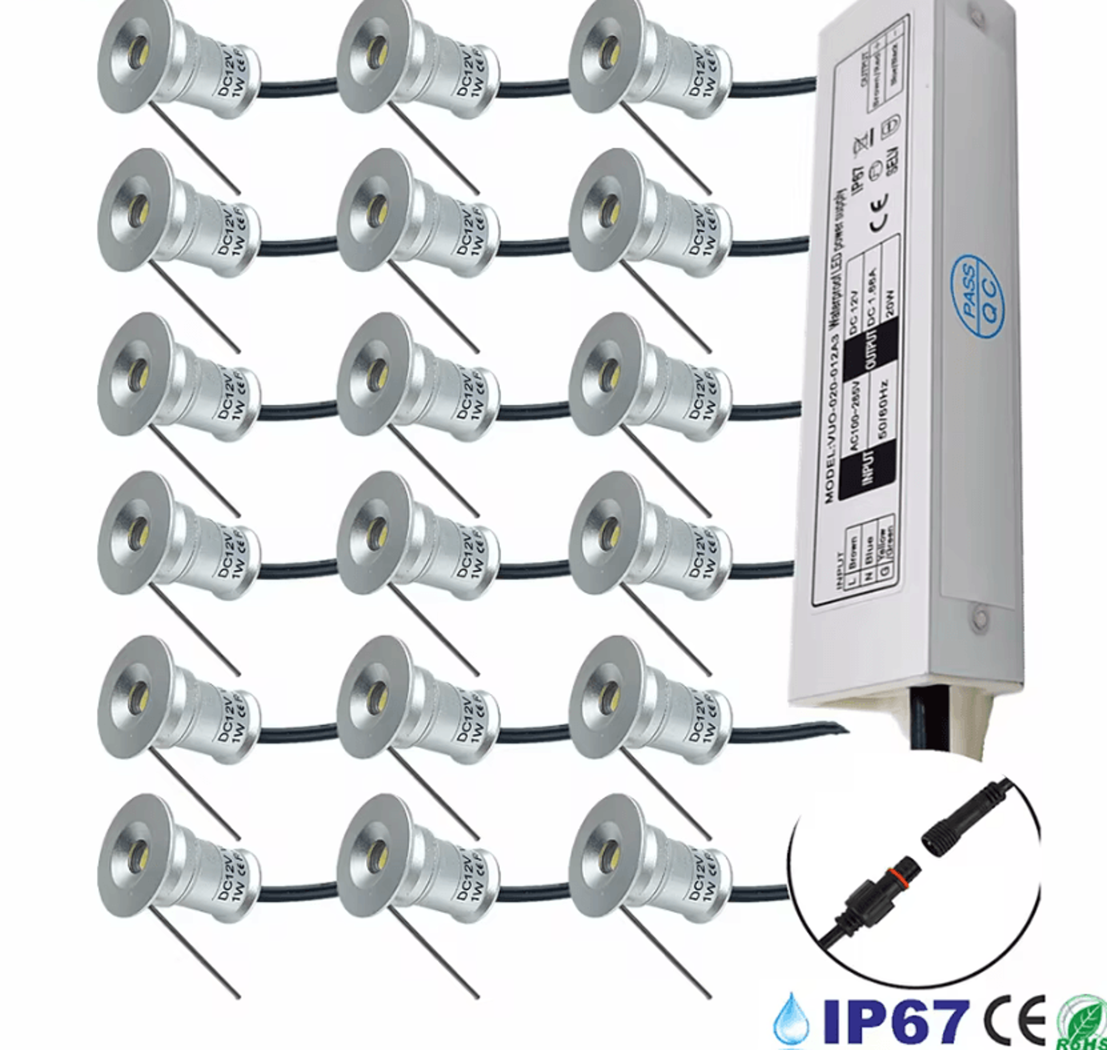 1w ip67 waterproof recessed led ground light 12v outdoor garden stair spotlight with 110v 220v driver option
