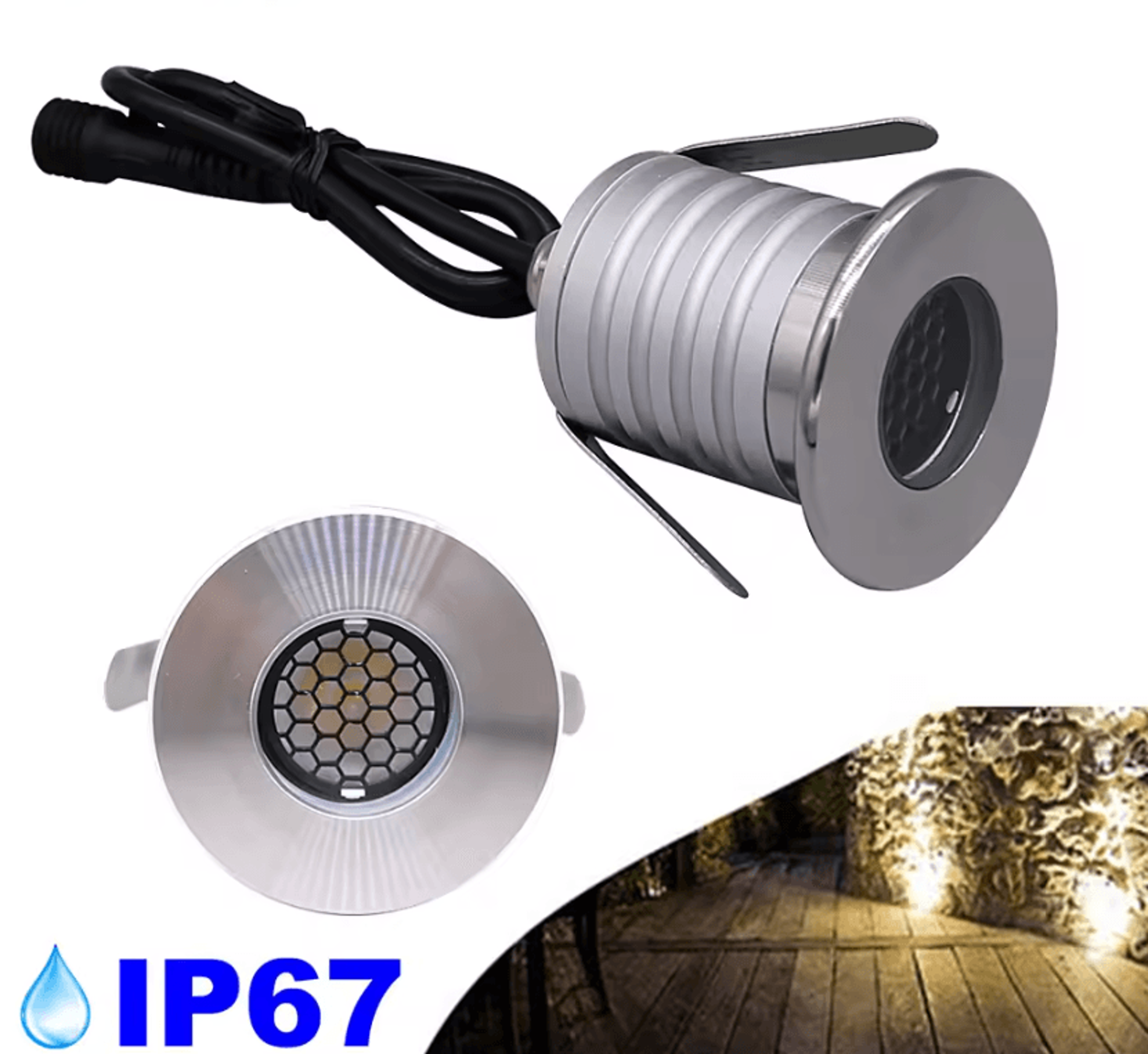 1w 3w ip67 anti-glare led underground light 12v 24v waterproof recessed garden floor spotlight