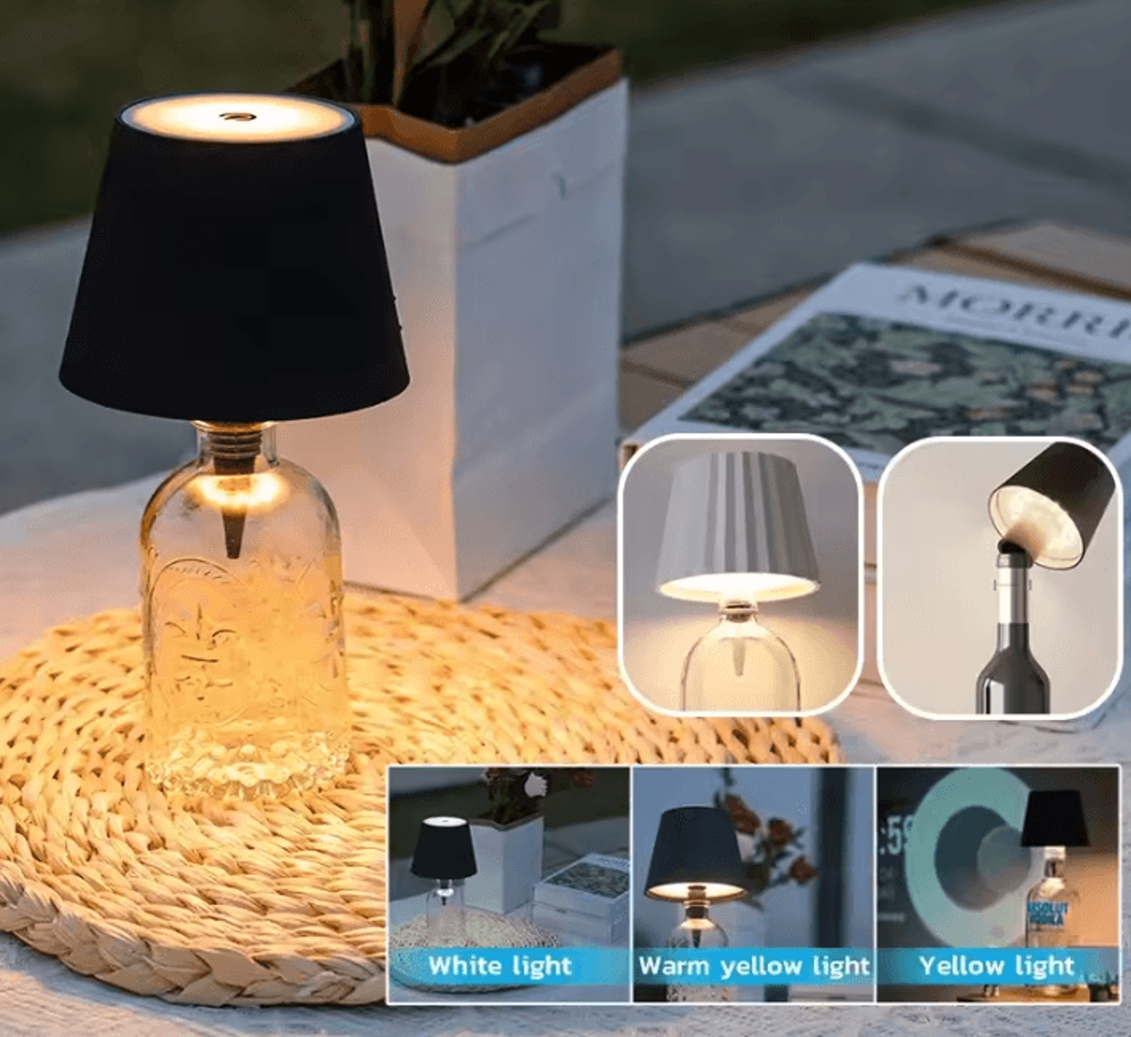 wireless touch control wine bottle lamp with 3 light colors and stepless dimming for bar desk and home decor
