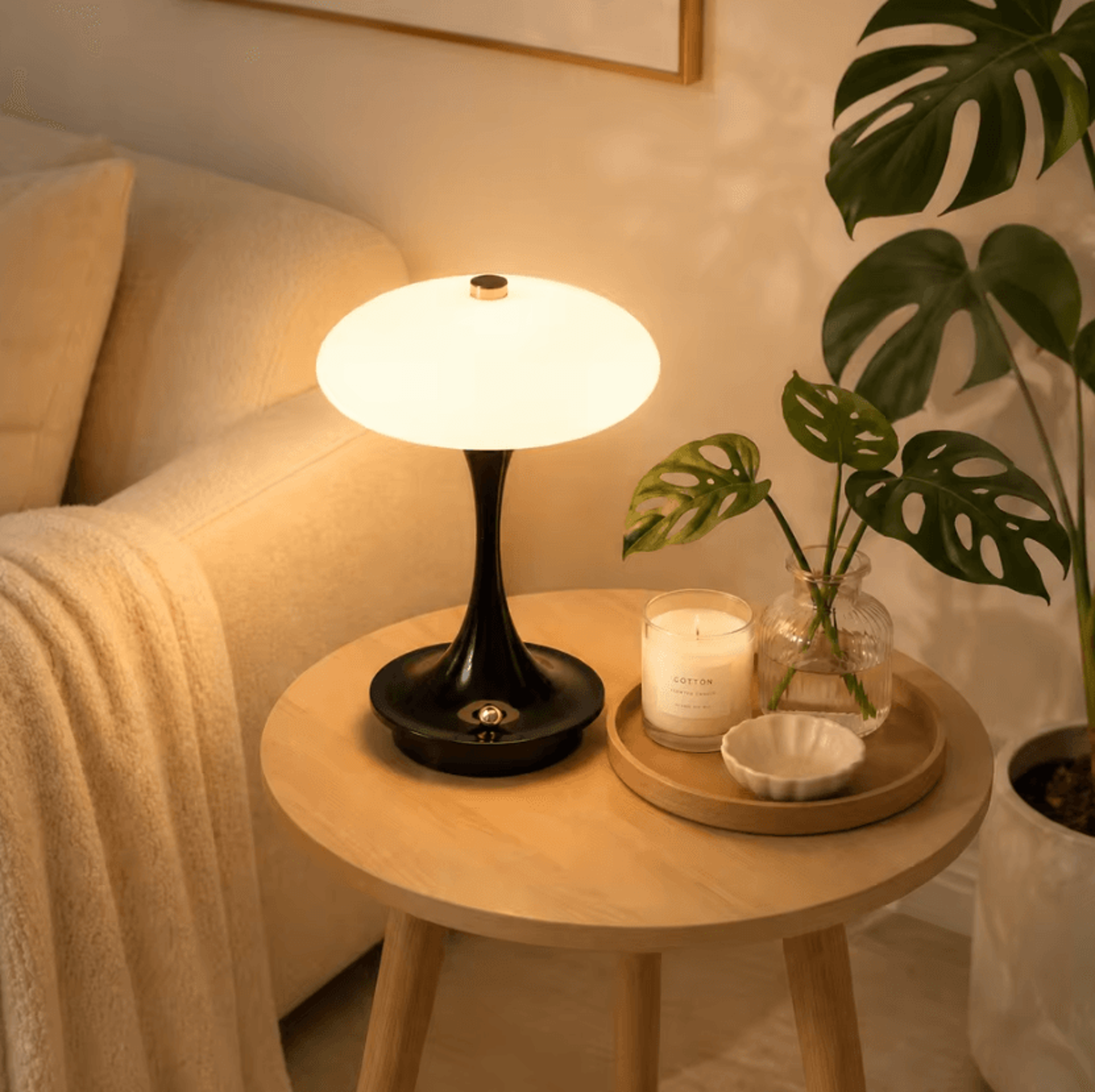 contemporary mushroom led table lamp rechargeable touch sensor bedside light with 3 colors for modern home decor