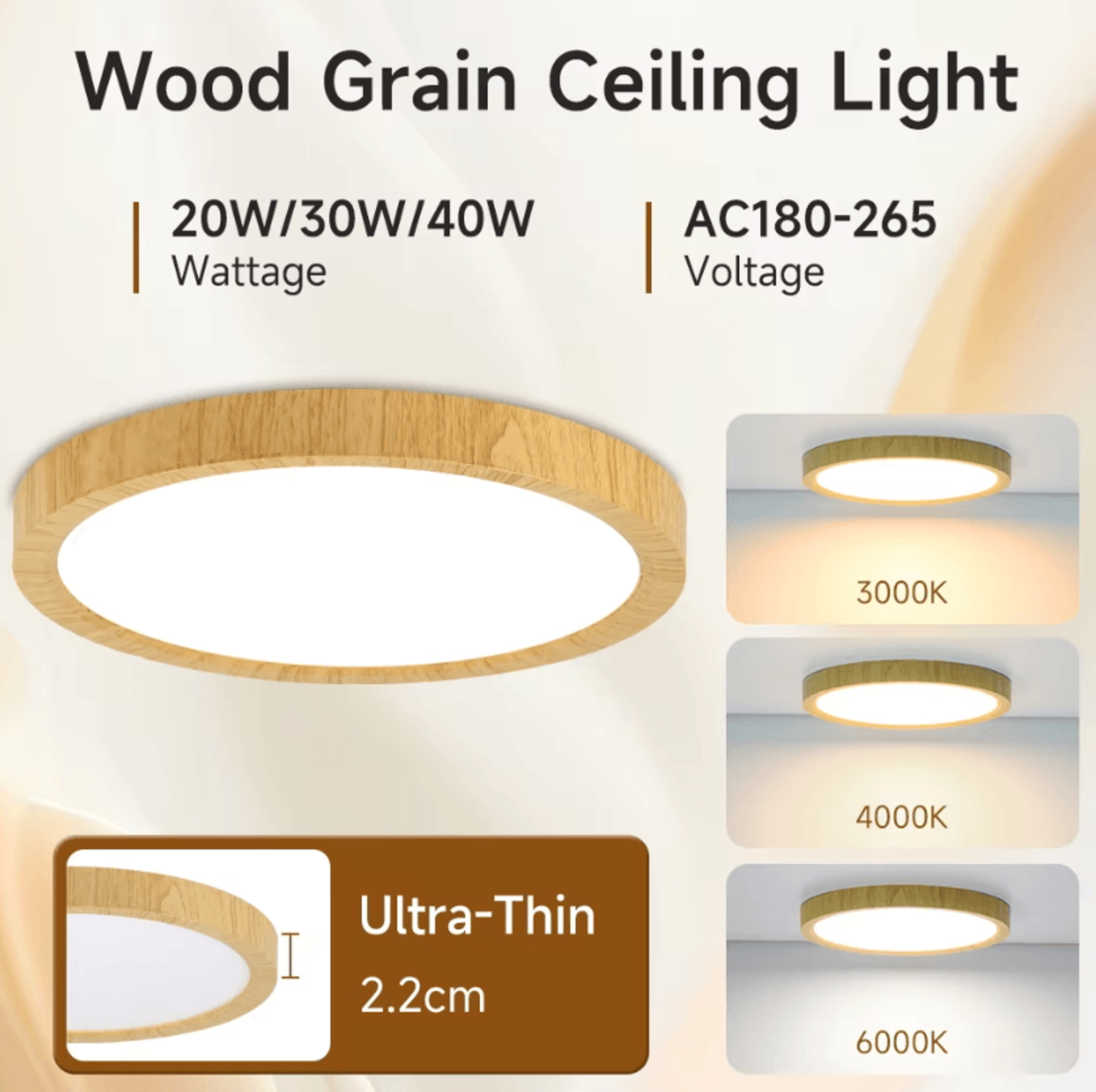 ultra thin led ceiling panel light 220v 3-color dial control lamp for bedroom living room and kitchen