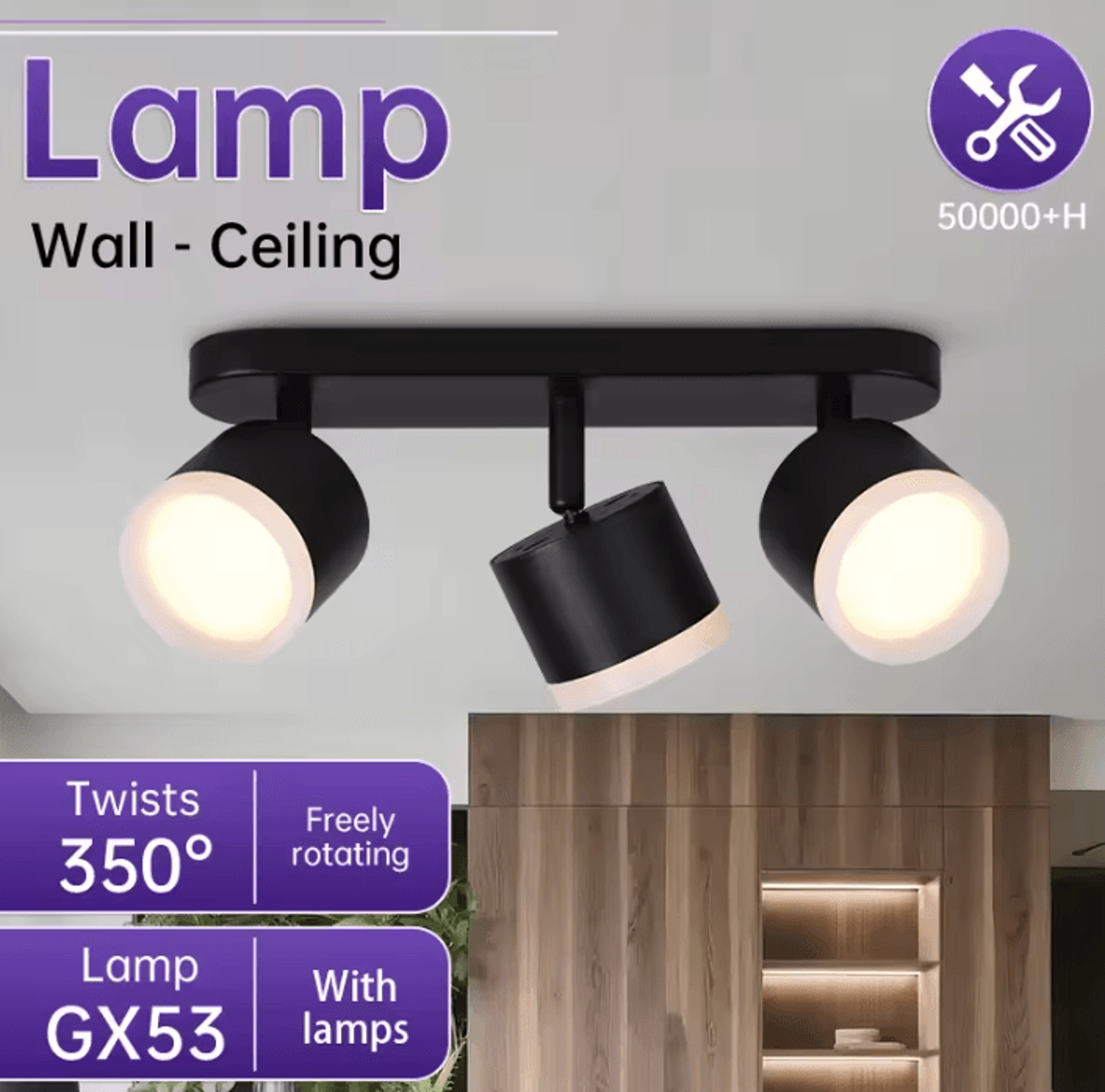 gx53 led ceiling downlight 220v 3-color replaceable bulb spotlight for living room kitchen and corridor