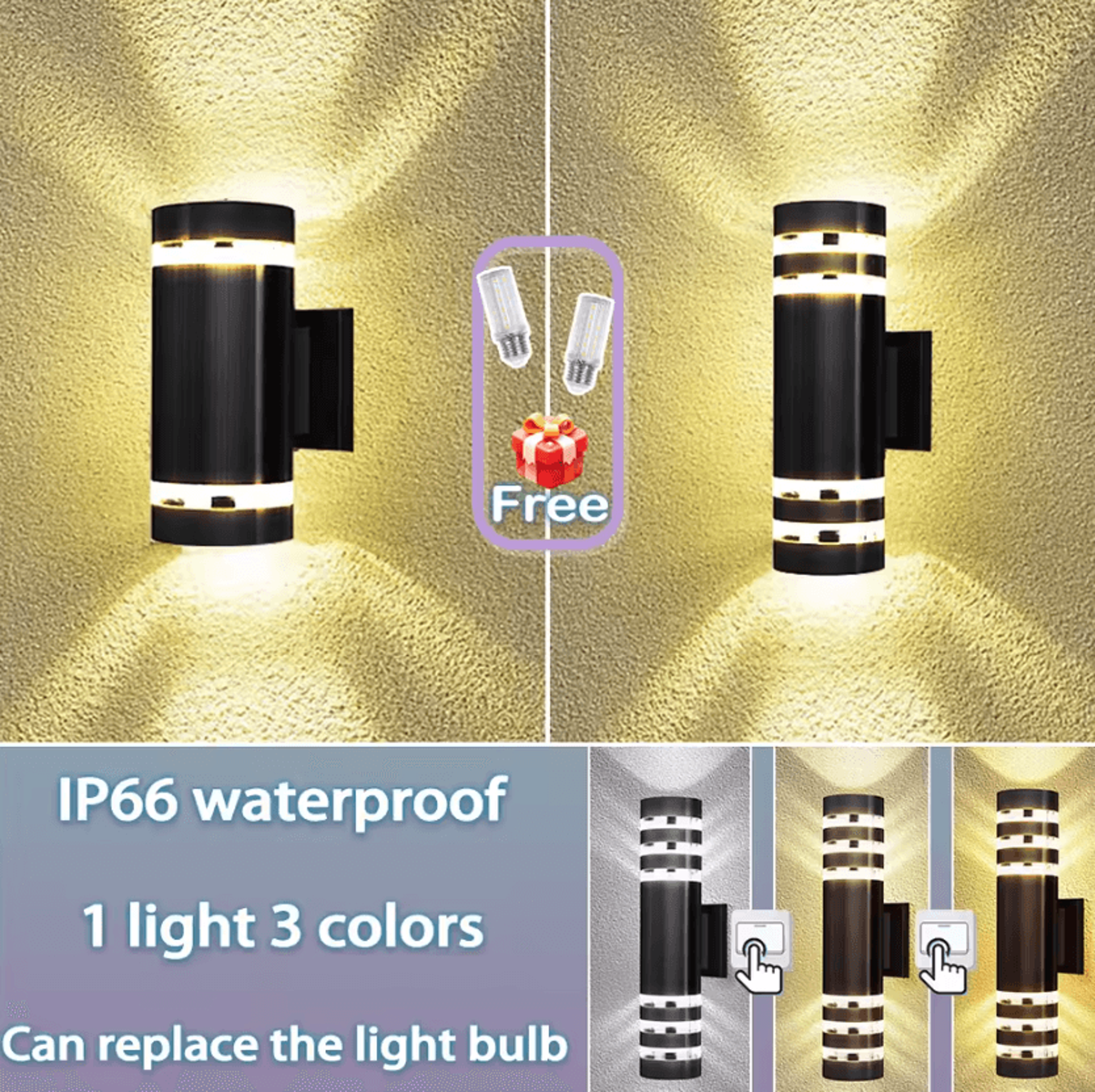 ip65 waterproof e27 outdoor wall light replaceable bulb decorative lamp for garden gate balcony and living room